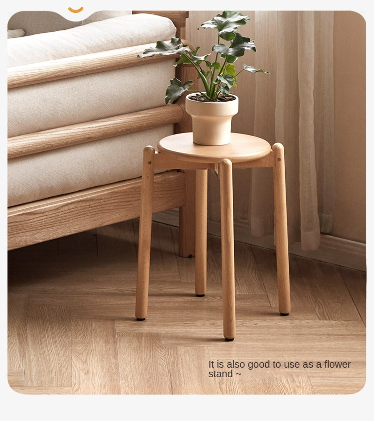 Stackable Beech Wood Stools - Solid Wood Bar Stools for Kitchen, Dining, or Outdoor Use - Space-Saving Seating Solution for Home & Garden