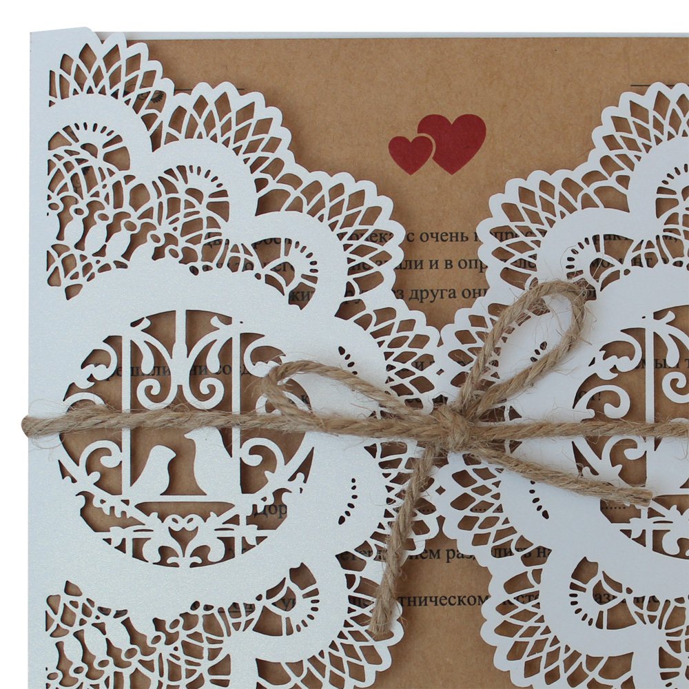 Elegant White Wedding Invitation Cards - Rustic Custom Printed Invitations with Unique Designs (Pack of 50) - Perfect for DIY Weddings, Bridal Showers & Anniversary Celebrations