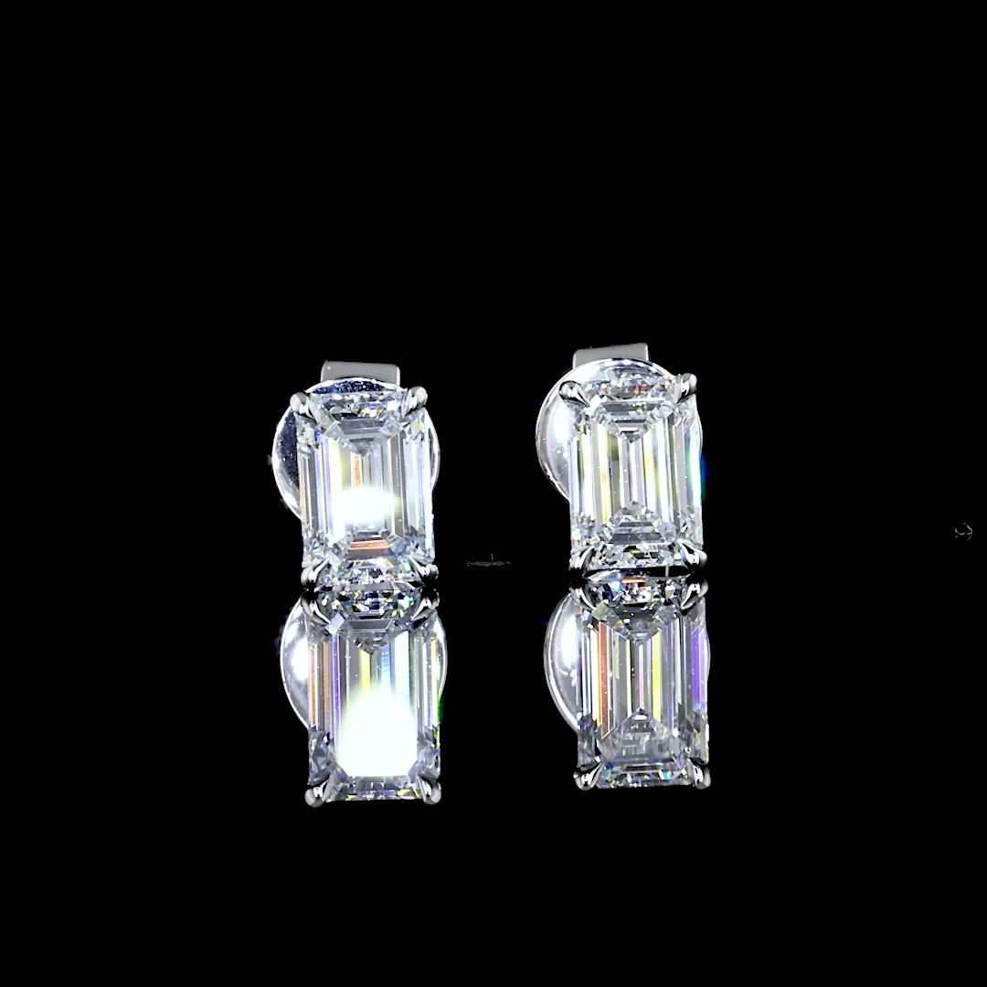 1.03 Carat Lab Grown Emerald Cut Diamond Stud Earrings in 14K White Gold - VS1 Clarity, F Color - Perfect for Weddings, Anniversaries & Special Occasions
