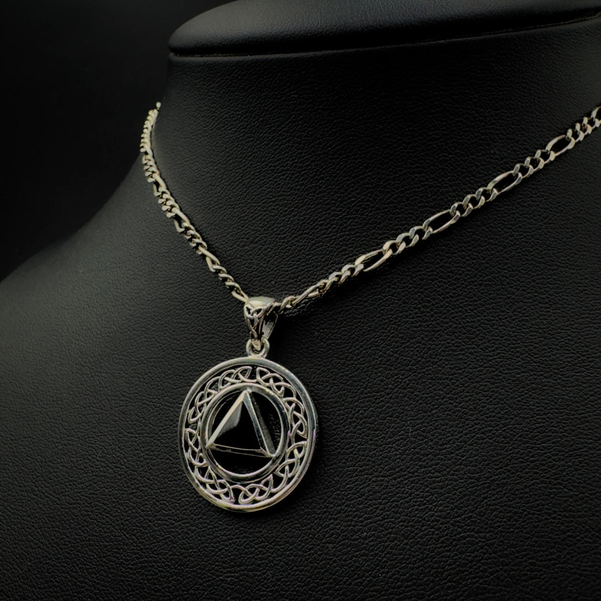 Celtic Sterling Silver AA Recovery Pendant - 925 Silver Sobriety Jewelry for Alcoholics Anonymous - Perfect for 12-Step Meetings & Addiction Recovery Support