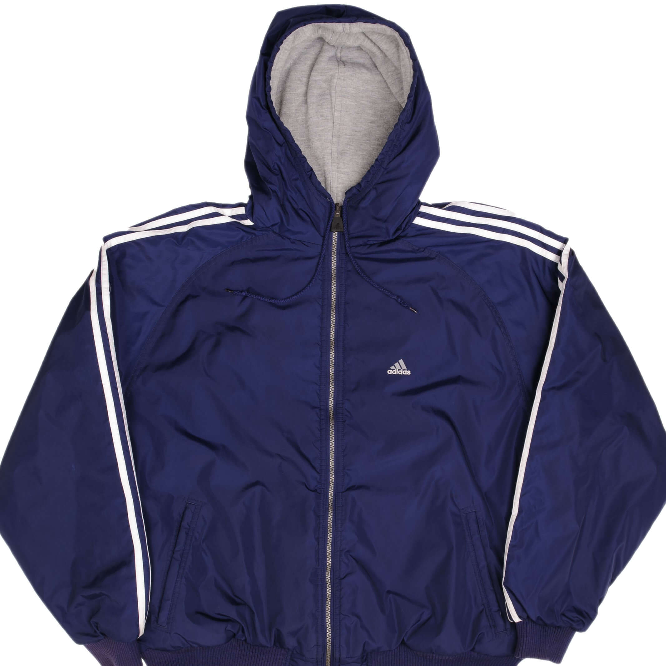 Vintage Adidas Reversible Nylon Windbreaker Hooded Jacket - Size XL (2000s) | Retro Athletic Outerwear for Running, Hiking & Casual Wear
