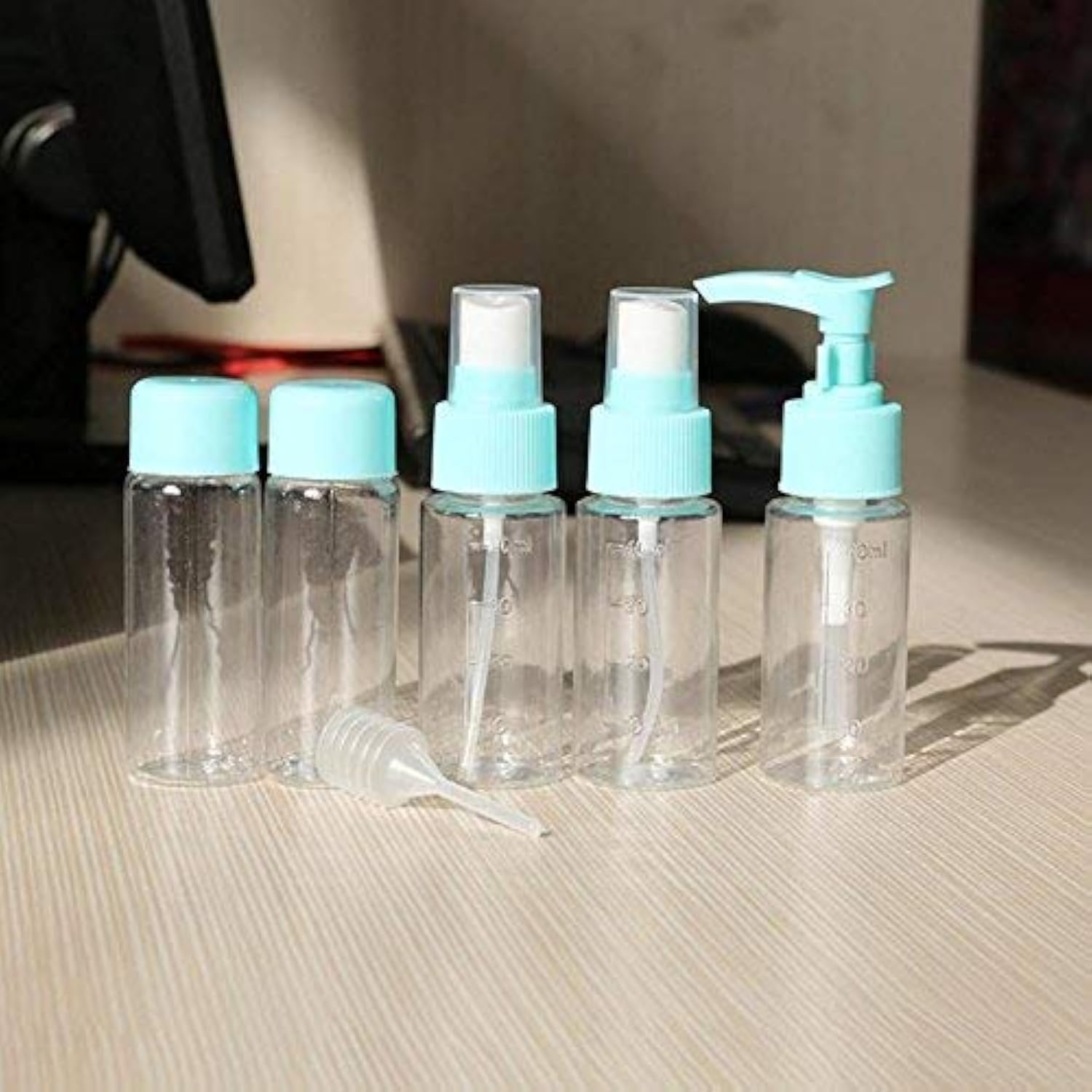 Zollyss 6-Piece Travel Bottle Set - 40ml Empty Refillable Spray Bottles for Cosmetics, Perfume & Liquids | Leak-Proof Transparent Plastic Containers | Perfect for Travel, Gym, Toiletries & DIY Beauty Products