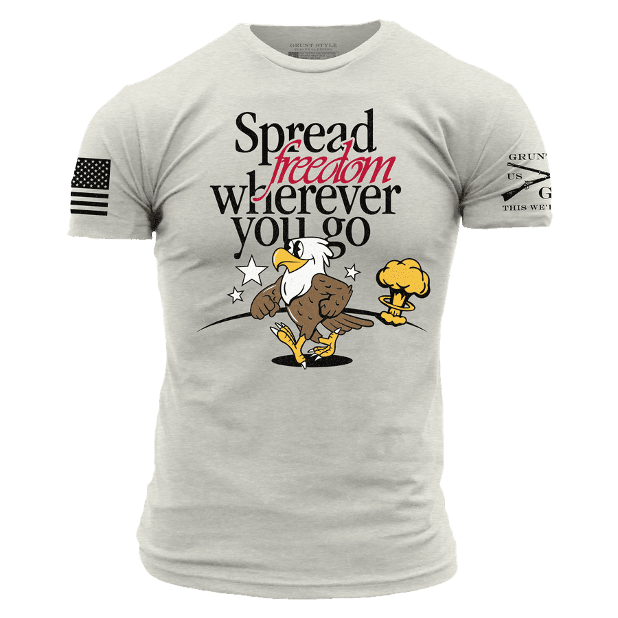 Spreading Freedom Graphic T-Shirt - Patriotic American Flag Design - Comfortable Cotton Tee for Men & Women - Perfect for 4th of July, Veterans Day & Political Events