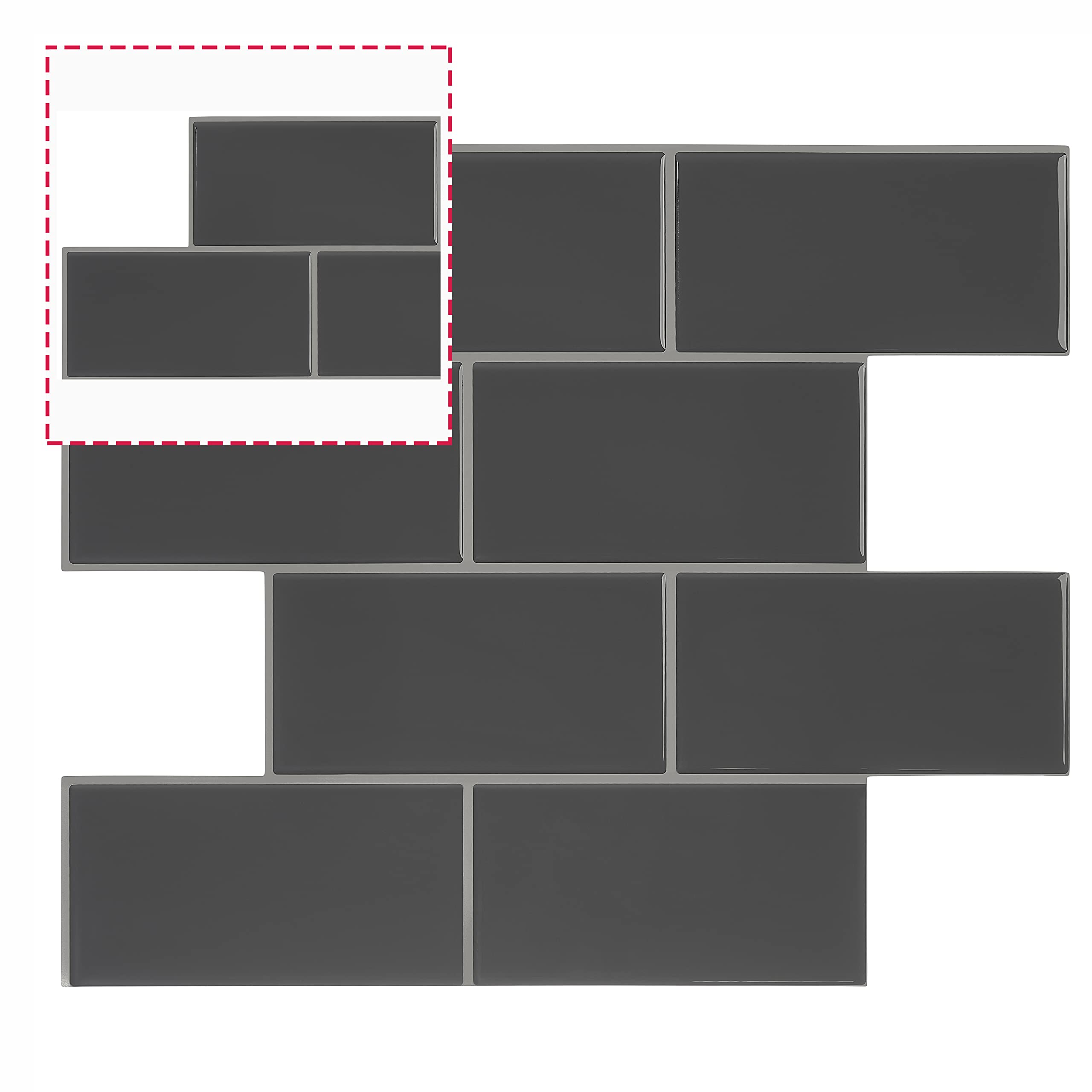 3D Gel Subway Tiles - Peel & Stick Backsplash for Kitchen & Bathroom - 5x5 PVC Tiles for Easy DIY Home Decor