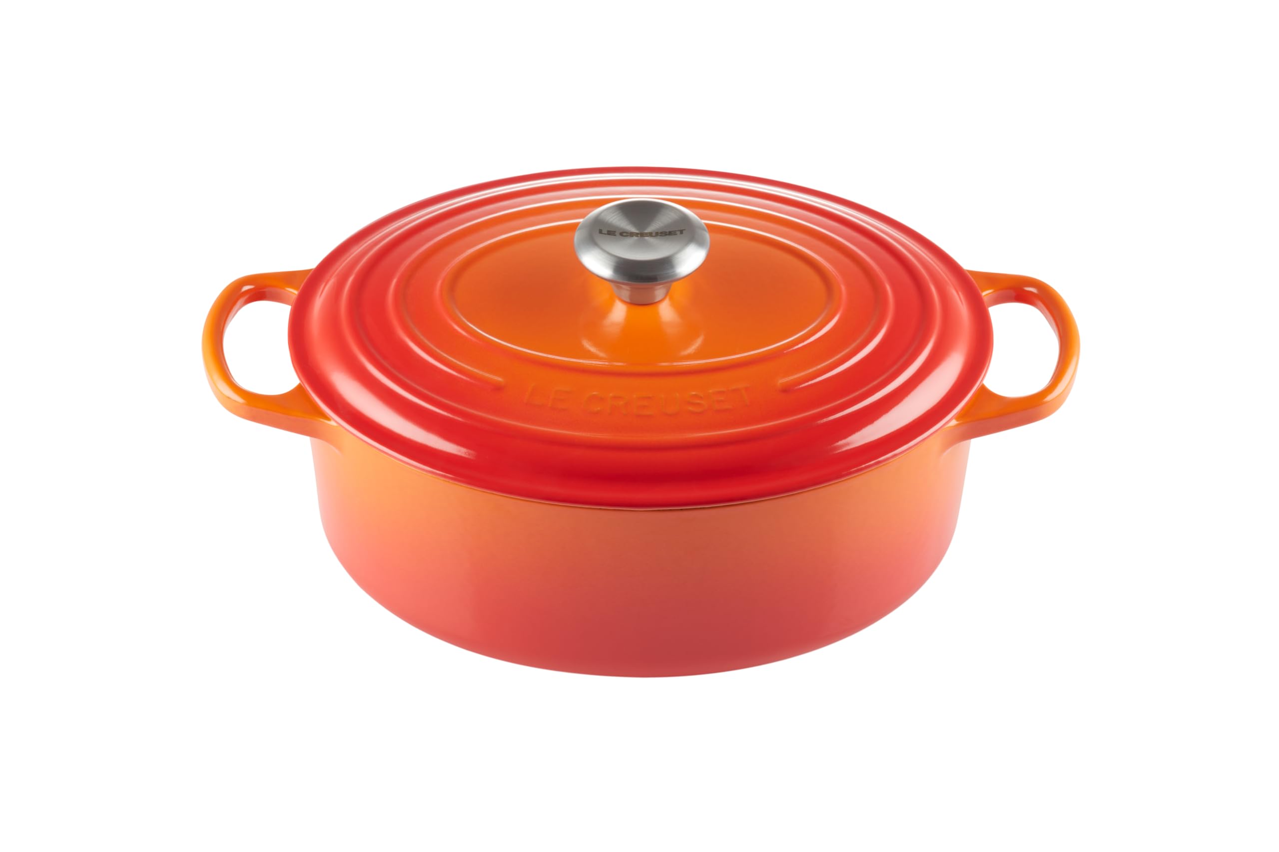 Le Creuset Signature Enameled Cast Iron Oval Dutch Oven 5 Quart - Flame Color | Premium Kitchen Cookware for Braising, Stewing & Baking | Perfect for Family Dinners & Entertaining