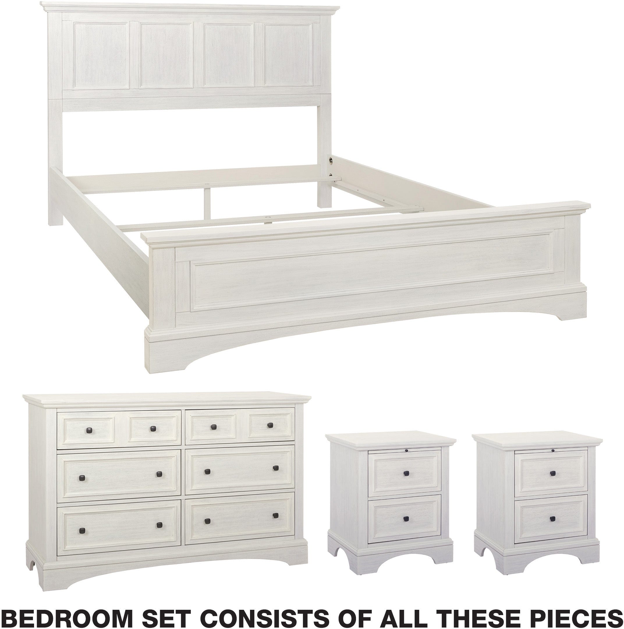 Office Star Farmhouse Basics 4-Piece Bedroom Set [BP 4215 214W] - Perfect for Guest Rooms, Vacation Homes & Cozy Bedroom Decor