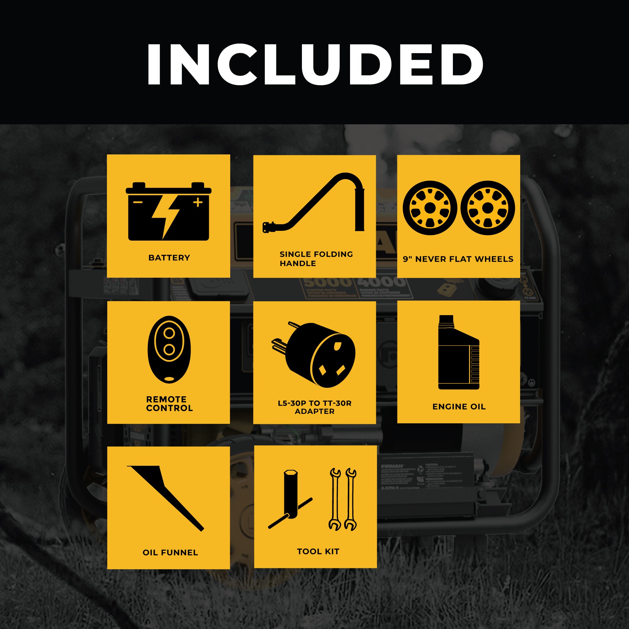 5000W Portable Gas Generator with Remote Start - 120V Quiet Inverter for Camping, RV & Emergency Power Backup