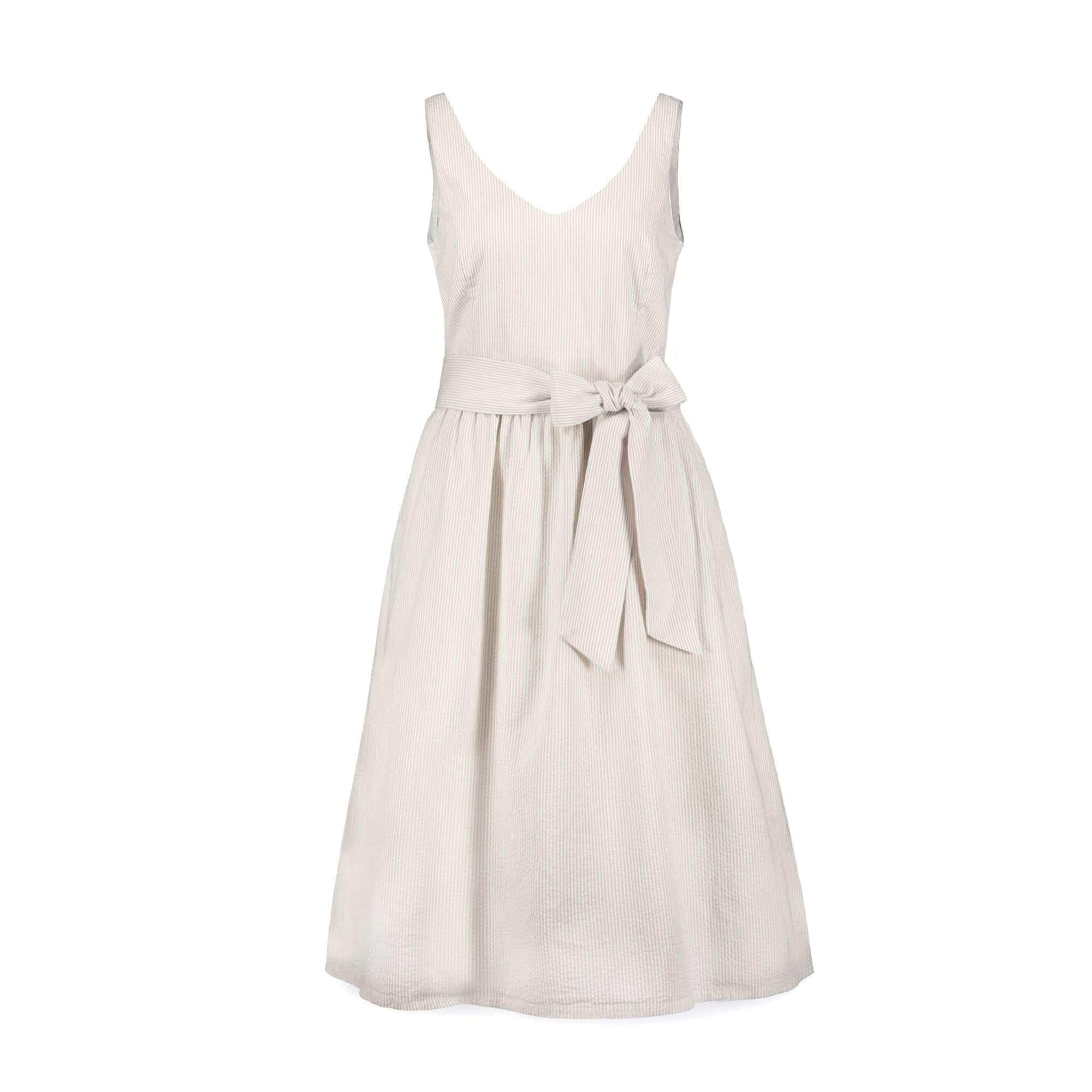 Hope & Henry Women's Sleeveless A-Line Dress with Adjustable Waist Sash - Flowy Summer Dress for Beach, Wedding & Casual Wear