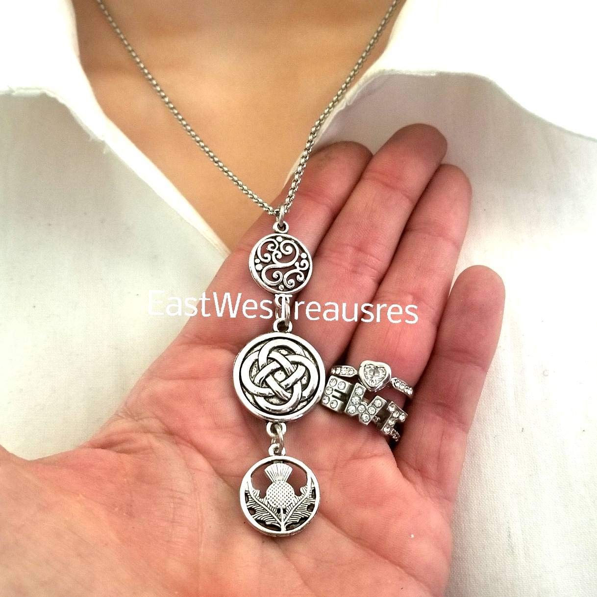 Scottish Thistle Coin Charm Necklace - Celtic Jewelry Gift for Women | Birthday, Anniversary & Mother's Day Present