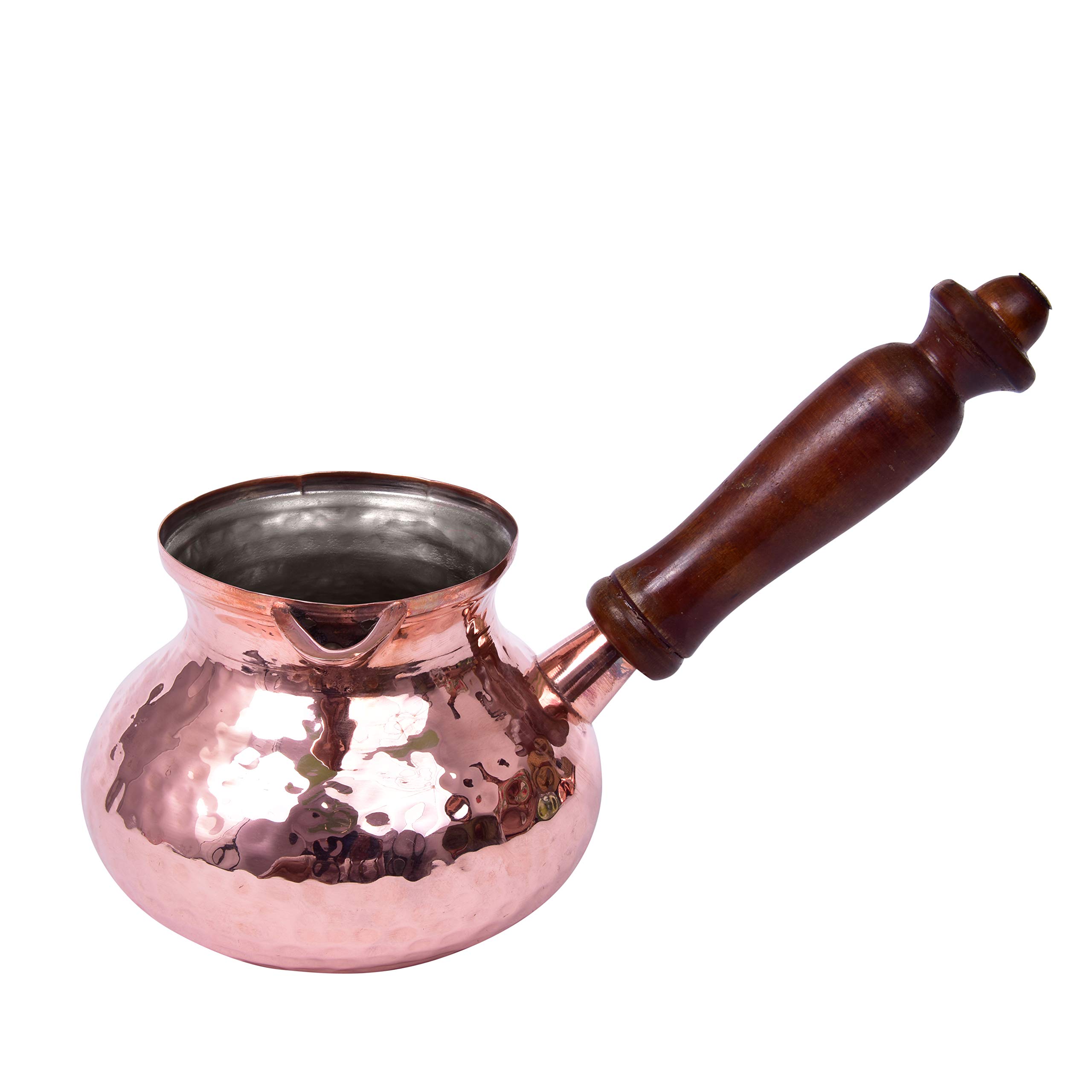 Diollo 3 Inch Hammered Brass Turkish Coffee Pot - Traditional Greek Arabic Stovetop Coffee Maker for Kahwa & Kashmiri Tea - 11 Oz Copper Kettle for Home Brewing, Camping & Gift Giving