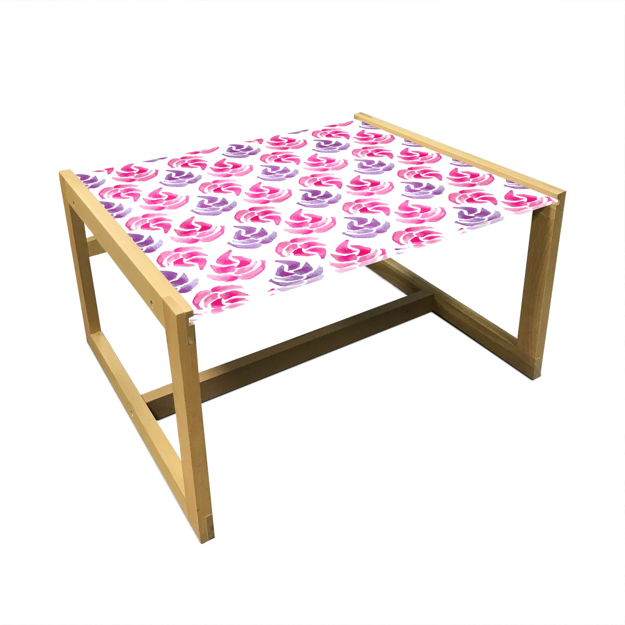 Ambesonne Floral Watercolor Coffee Table - Hand-Painted Bohemian Art Design with Acrylic Glass Top & Wooden Frame - Perfect for Living Rooms, Offices & Dorm Decor - Medium Size in Hot Pink Fuchsia White