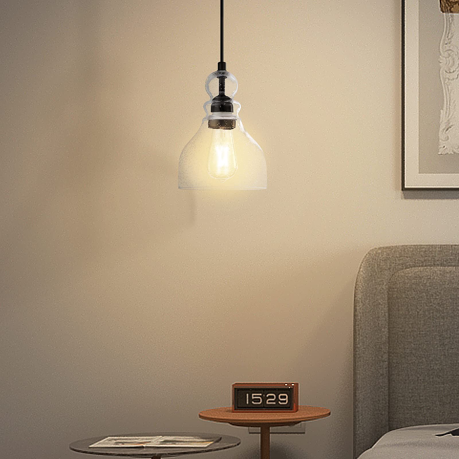 3 Pack Black Modern Farmhouse Pendant Lights - 6.5