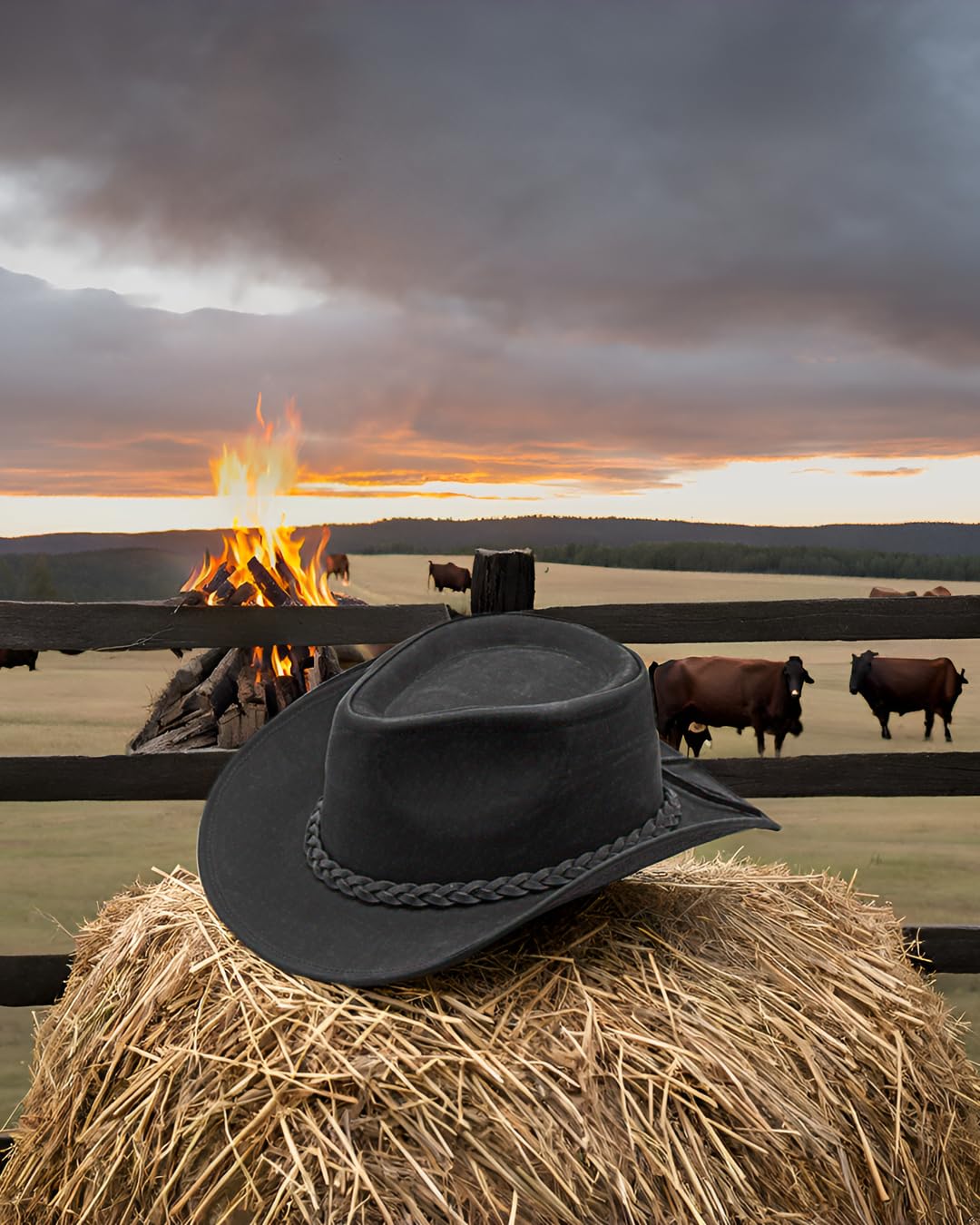 Premium Block Grain Leather Cowboy Hat for Men & Women - Adjustable Western Style Hat with Durable Construction | Perfect for Rodeo, Country Music Festivals & Outdoor Adventures
