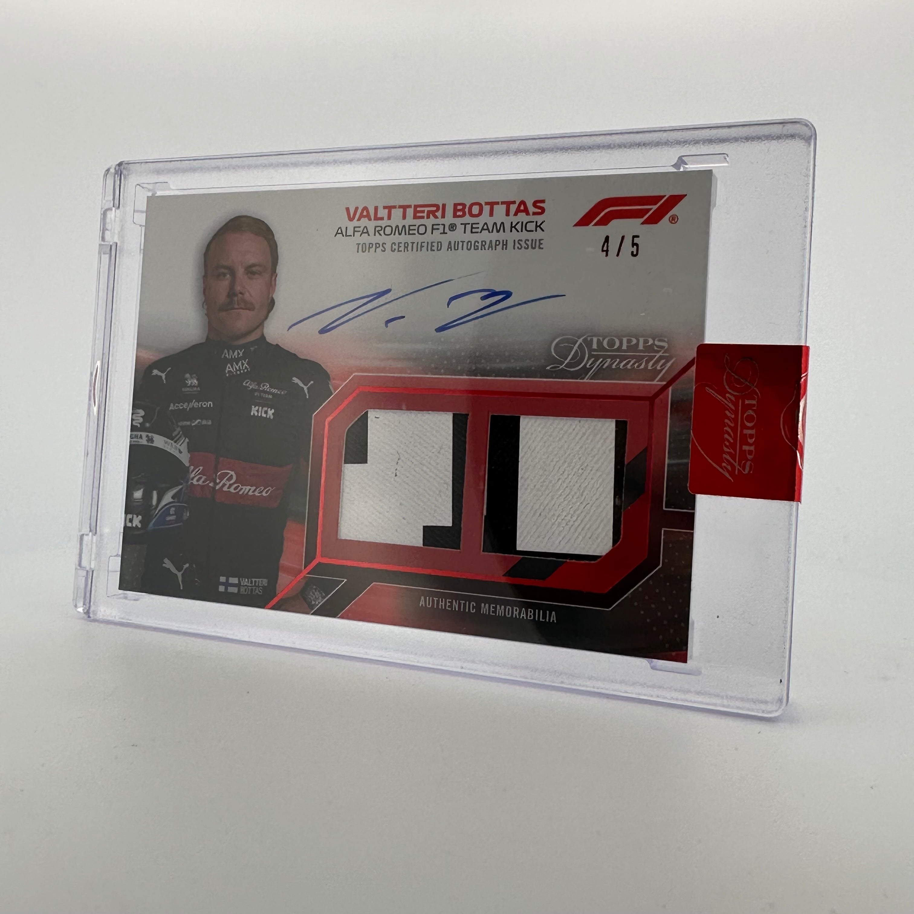 2023 Topps Dynasty Dual Relic Autograph Card - Valtteri Bottas #SDDRA VB (4/5 Red) - Perfect for F1 Collectors, Racing Memorabilia Displays & Sports Card Investments