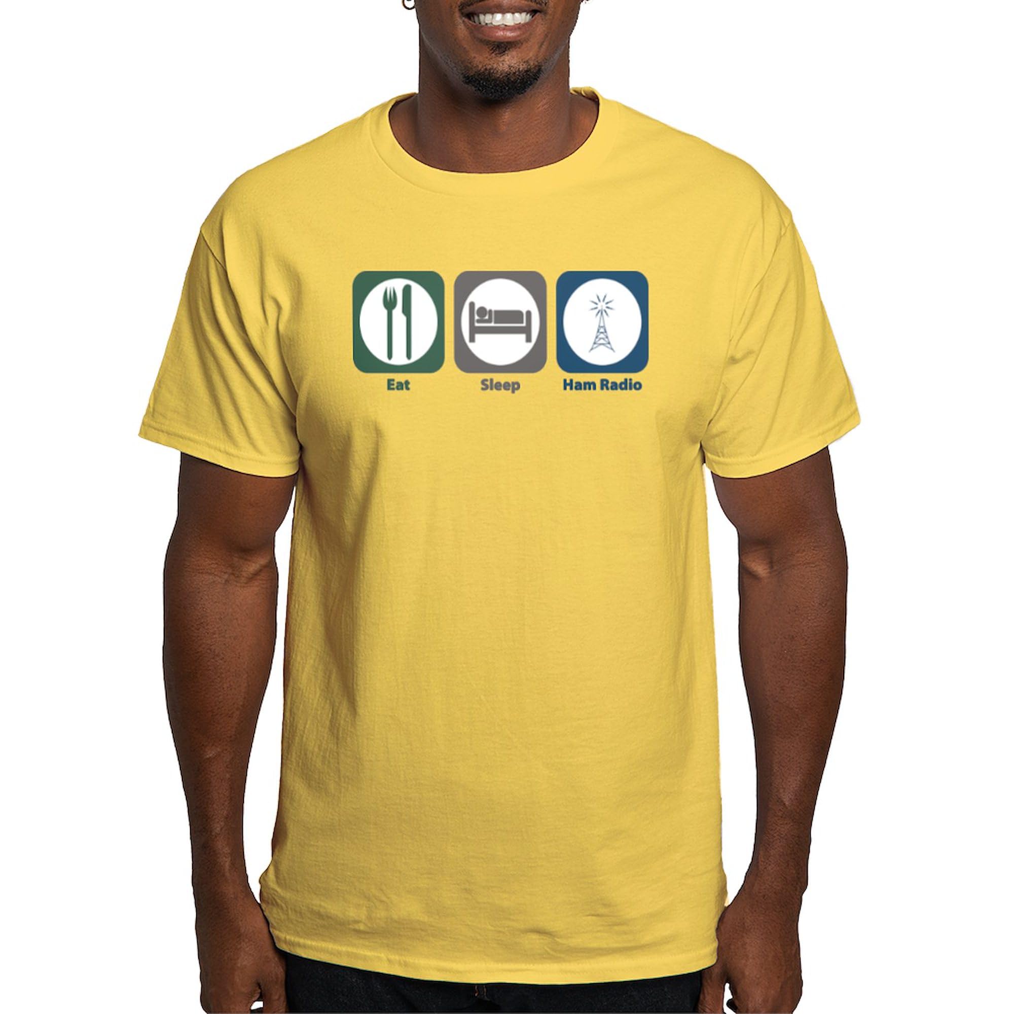 Eat Sleep Ham Radio Graphic T-Shirt for Men - 100% Cotton Classic Lightweight Tee - Perfect for Radio Enthusiasts, Casual Wear & Gifts