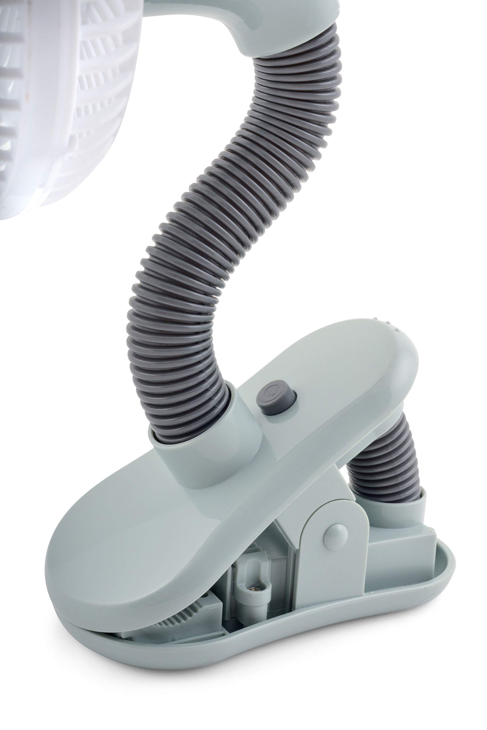O2COOL 4 Inch Clip On Stroller Fan - Portable Battery Operated Fan with Flexible Neck & Adjustable Head for Multi-Directional Cooling - Perfect for Outdoor, Car Seat, Baby Crib & Nursery (Grey)