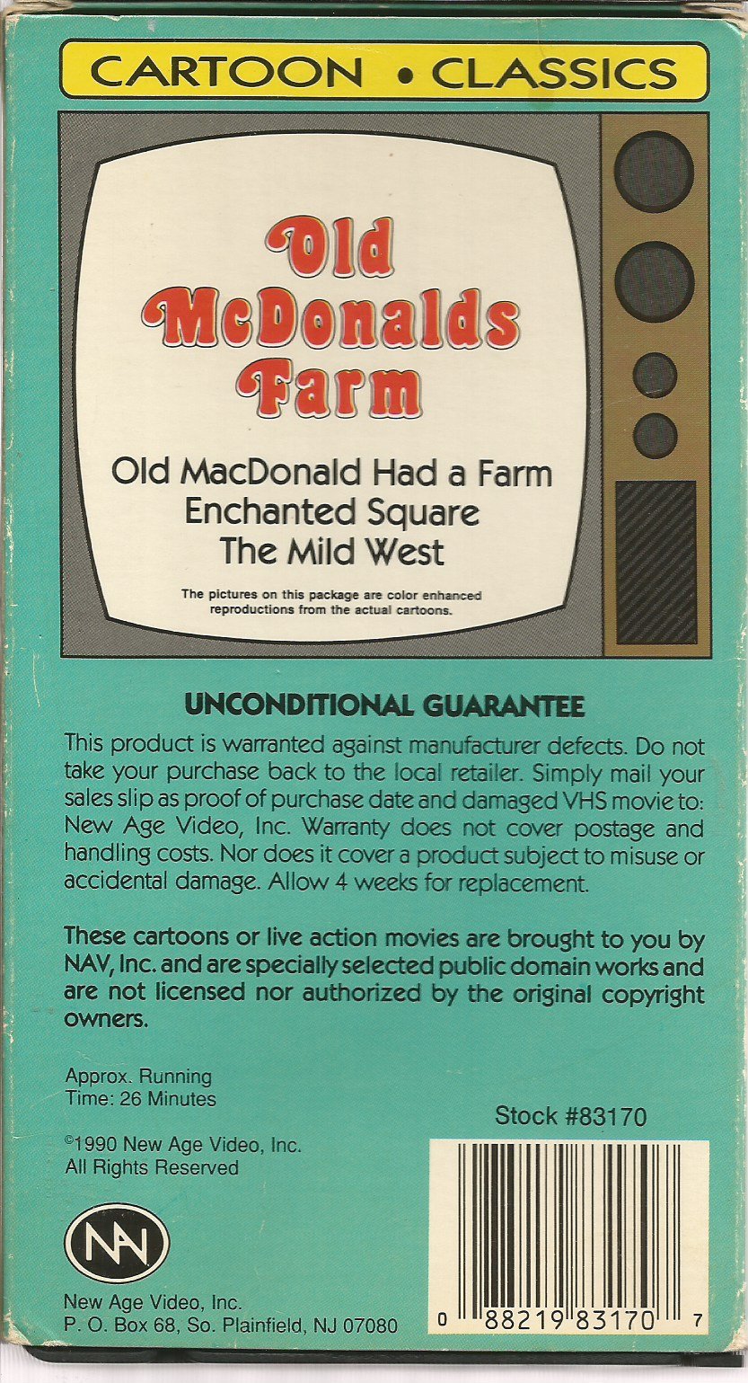 Old MacDonald's Farm Cartoon VHS Tape - Classic Children's Educational Video for Toddlers & Preschoolers - Perfect for Home Learning & Nursery Rhyme Fun