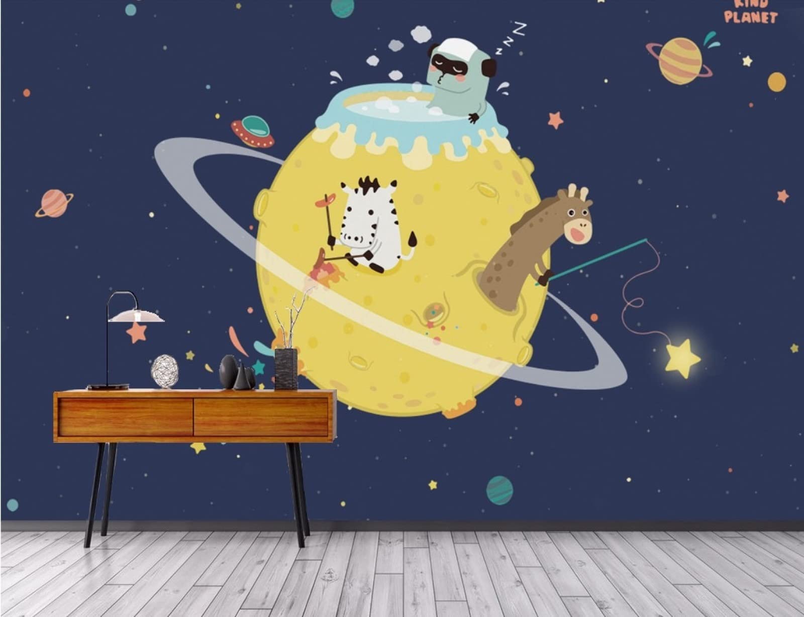 3D Galaxy Planets Wall Sticker - Outer Space Decor for Kids Room, Nursery & Kindergarten - 250x175cm Cartoon Wall Mural - Perfect for Space-Themed Bedrooms & Playrooms