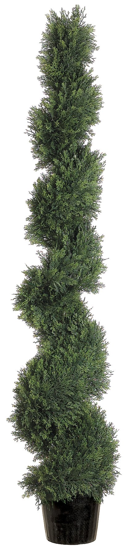 5-Ft Spiral Cedar Topiary Tree - Artificial Green Topiary Plant for Indoor & Outdoor Decor - Perfect for Garden, Patio, Entryway and Office Decorations