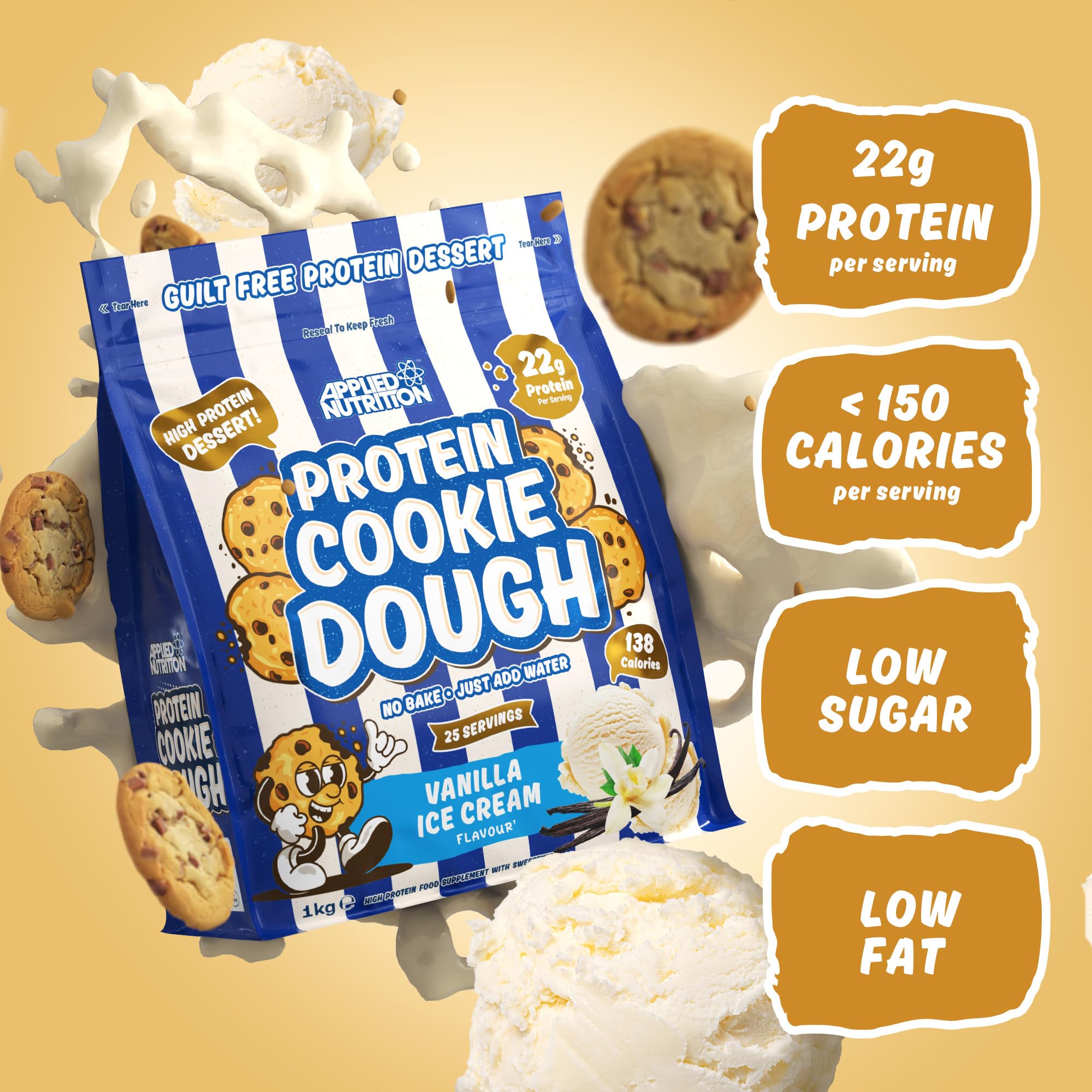 Applied Nutrition Protein Cookie Dough 1kg - High Protein Snack for Fitness & Weight Loss | Perfect for Post-Workout Recovery & Healthy Dessert