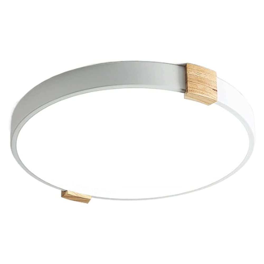 Nordic Round Wrought Iron and Wood LED Ceiling Light - 3-Level Dimmable Recessed Panel Fixture for Living Room, Bedroom & Dining Room | Energy Saving Indoor Lighting Solution