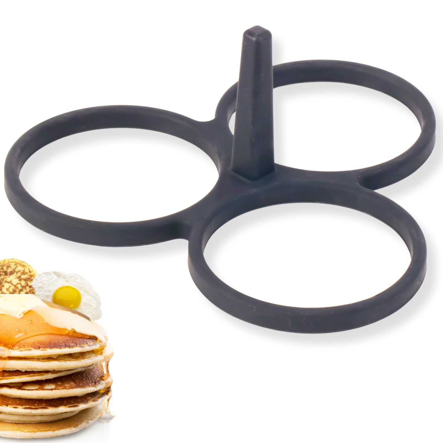 Silicone Baking Mold for 3 Pancakes, Blinis, Mini Pancakes or Eggs – Perfect Pancake Maker for Medium-Sized Pans | Ideal for Breakfast, Brunch & Kids Cooking Activities