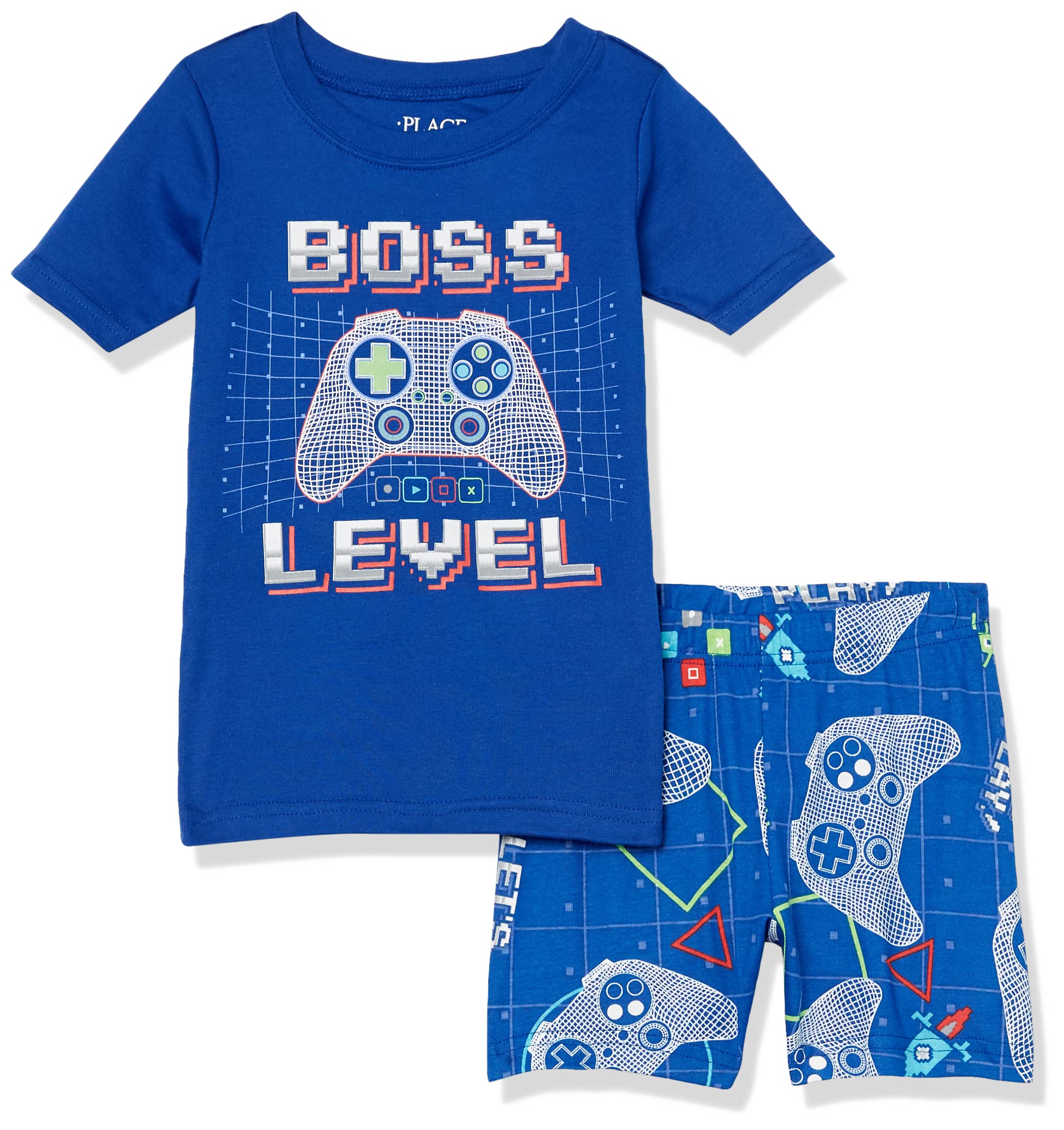 The Children's Place Boys Glow-in-the-Dark Video Game Print Snug Fit Cotton Pajama Set - Soft Sleepwear for Kids, Perfect for Bedtime & Sleepovers