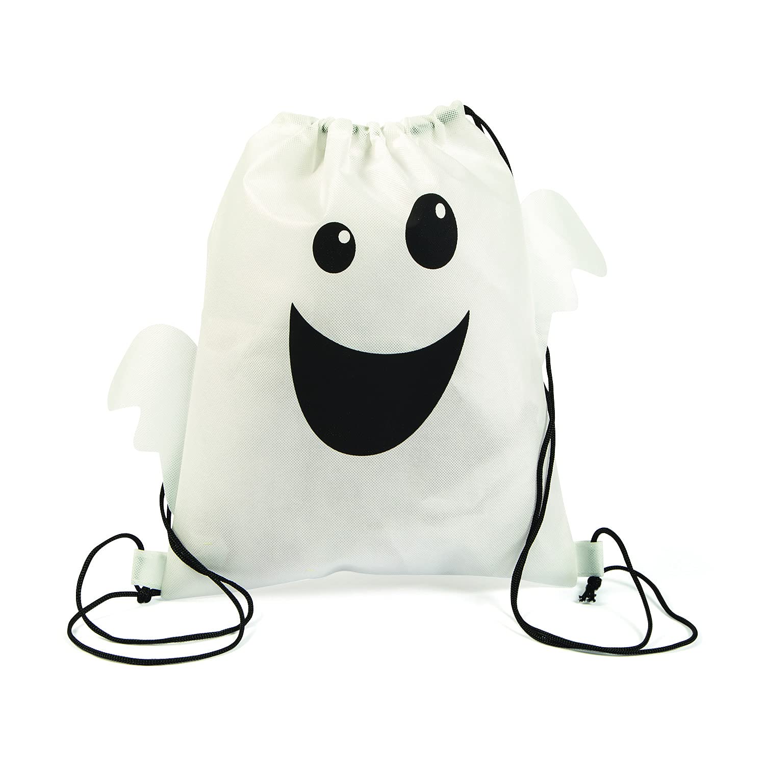 12 Pack Medium Ghost Drawstring Bags for Halloween Costume Accessories - Perfect for Trick or Treat, Party Favors, and Spooky Decorations