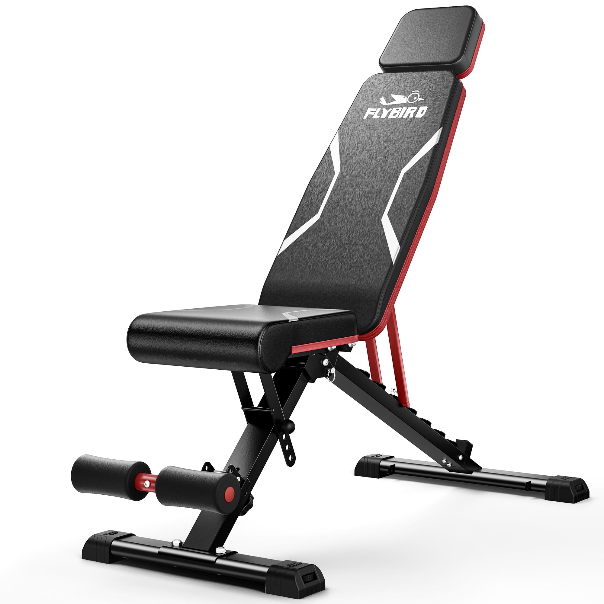 FLYBIRD Adjustable Weight Bench for Home Gym, Foldable Workout Bench with Headrest - 750LBS Capacity, Supports Users up to 6'5