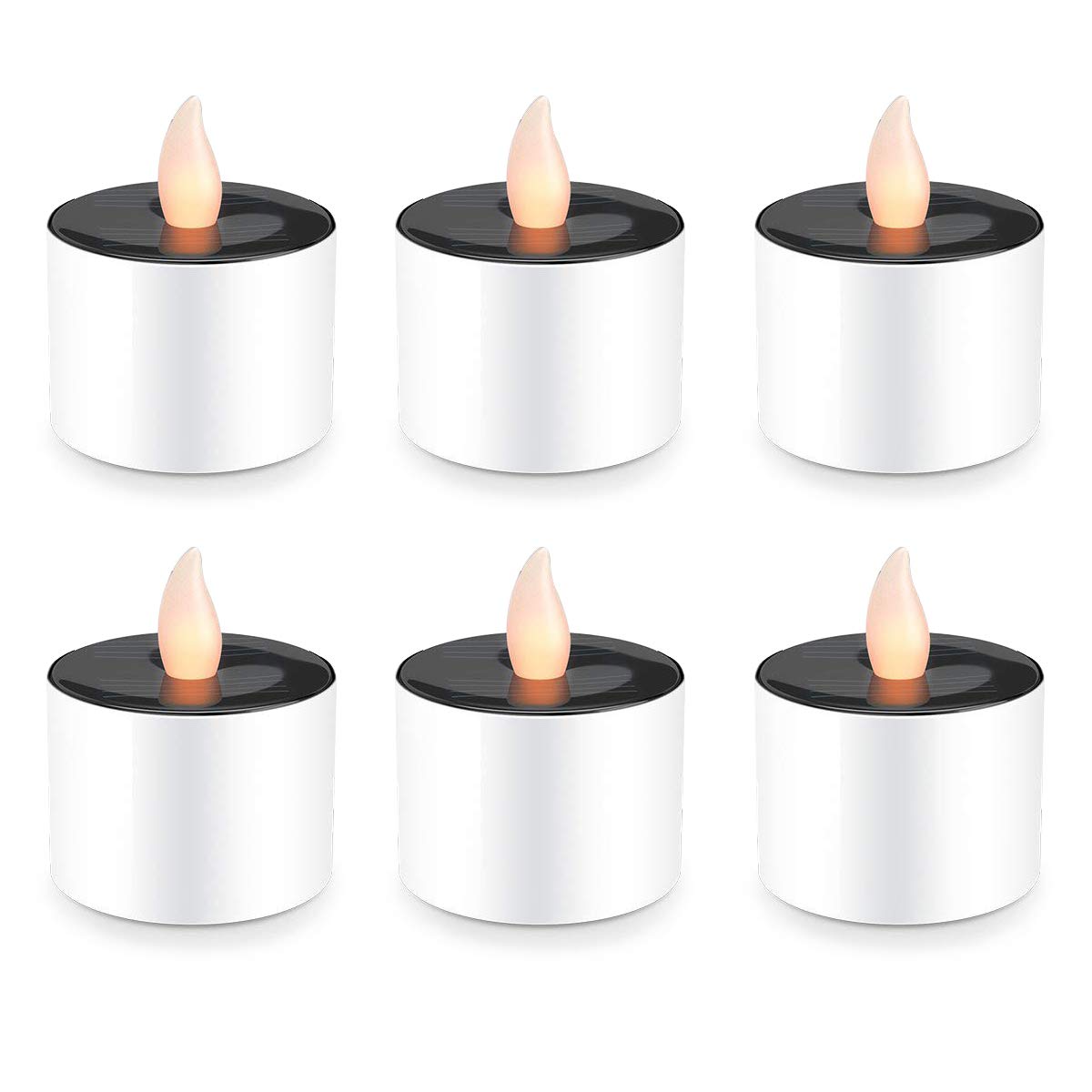 Romantic Solar Powered LED Tea Light Candles - Flameless Battery Operated LED Tealights for Home Decor, Garden, Outdoor Use (Set of 6, Warm White) | Perfect for Weddings, Parties & Cozy Ambiance