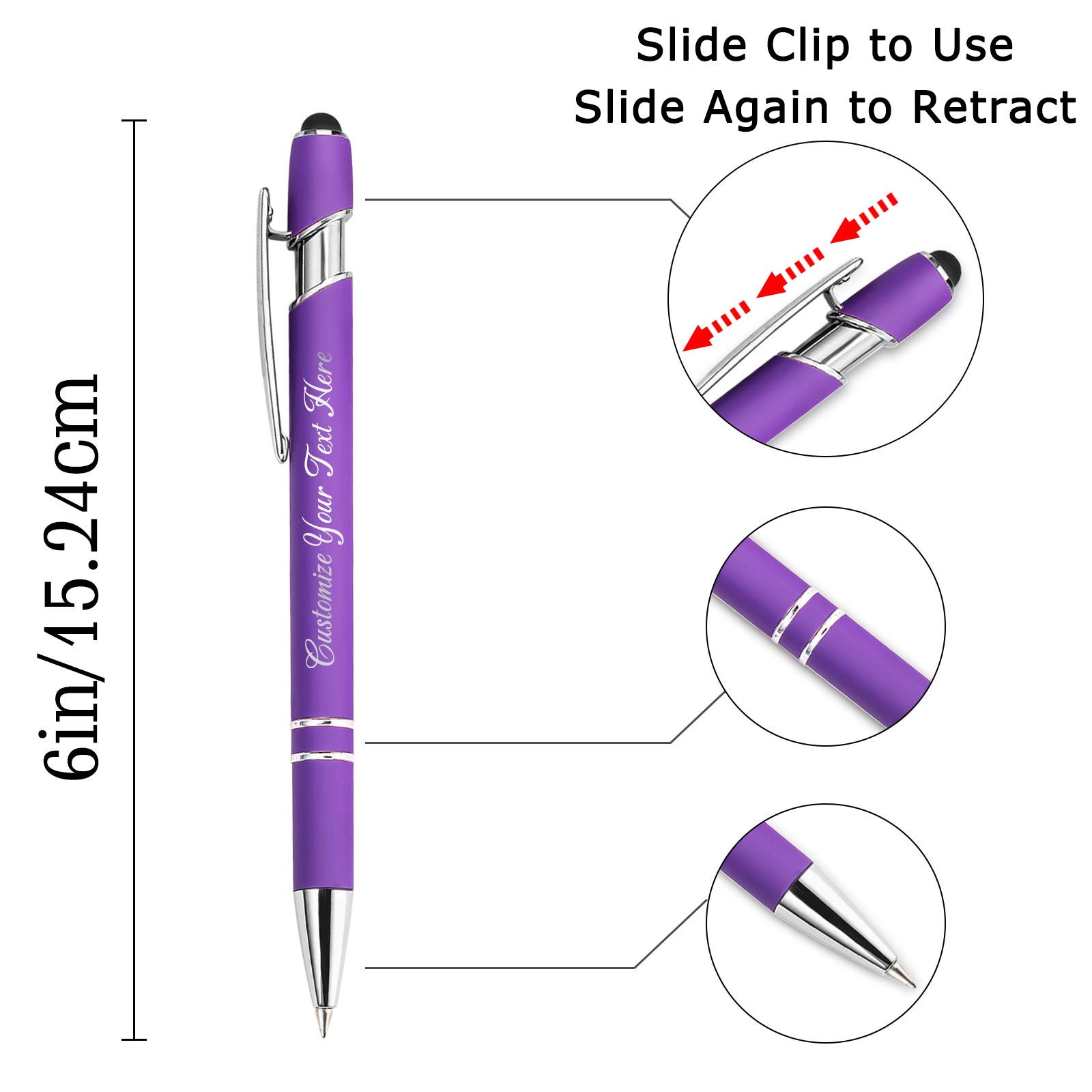 Custom Engraved Ballpoint Pens Bulk 300 Pack with Stylus Tip - Personalized Name/Message Office Pens - Medium Point Black Ink - Ideal for Gifts, Birthdays, Graduations & Corporate Events