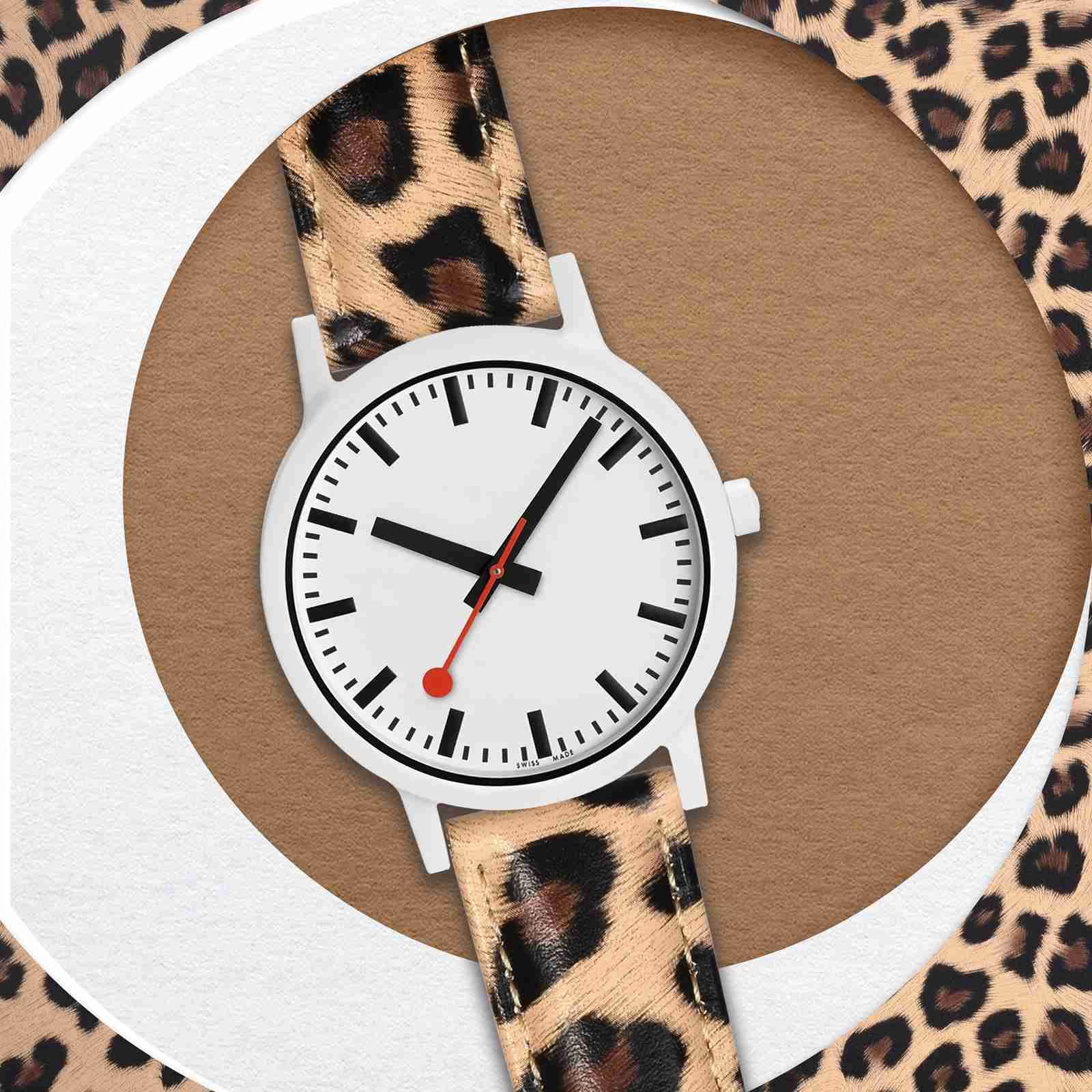 WOCCI 20mm Genuine Leather Flower Watch Band for Women - Quick Release Strap with Silver Buckle (Leopard Print) - Perfect for Casual Wear, Office & Special Occasions
