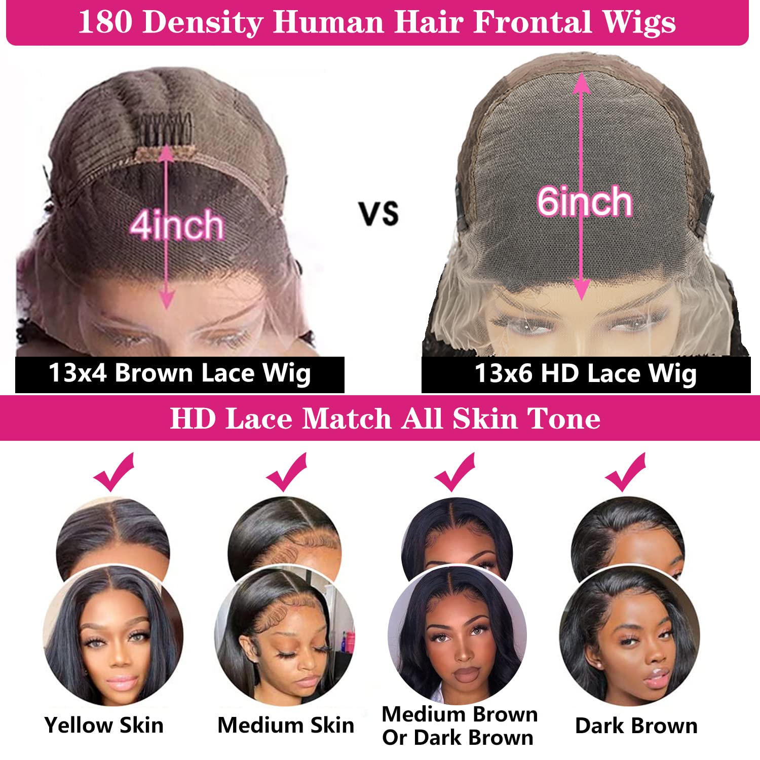 13x6 Lace Front Human Hair Wigs - 180 Density Straight HD Transparent Lace Wig for Women | Pre-Plucked with Baby Hair | Natural Black Color (26 Inch) | Perfect for Daily Wear, Cosplay, and Special Occasions
