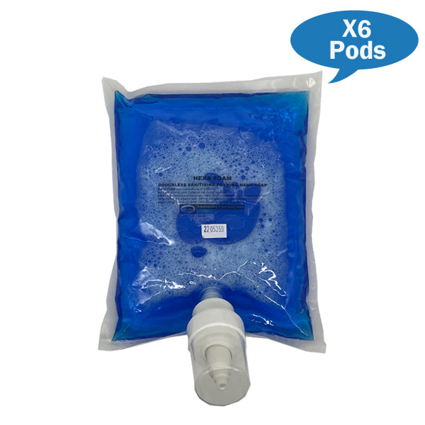 Tasman Hexa Foaming Hand Soap Refill - 6 Pack (800ml Each) | Gentle Cleansing for Kitchen, Bathroom & Office Use