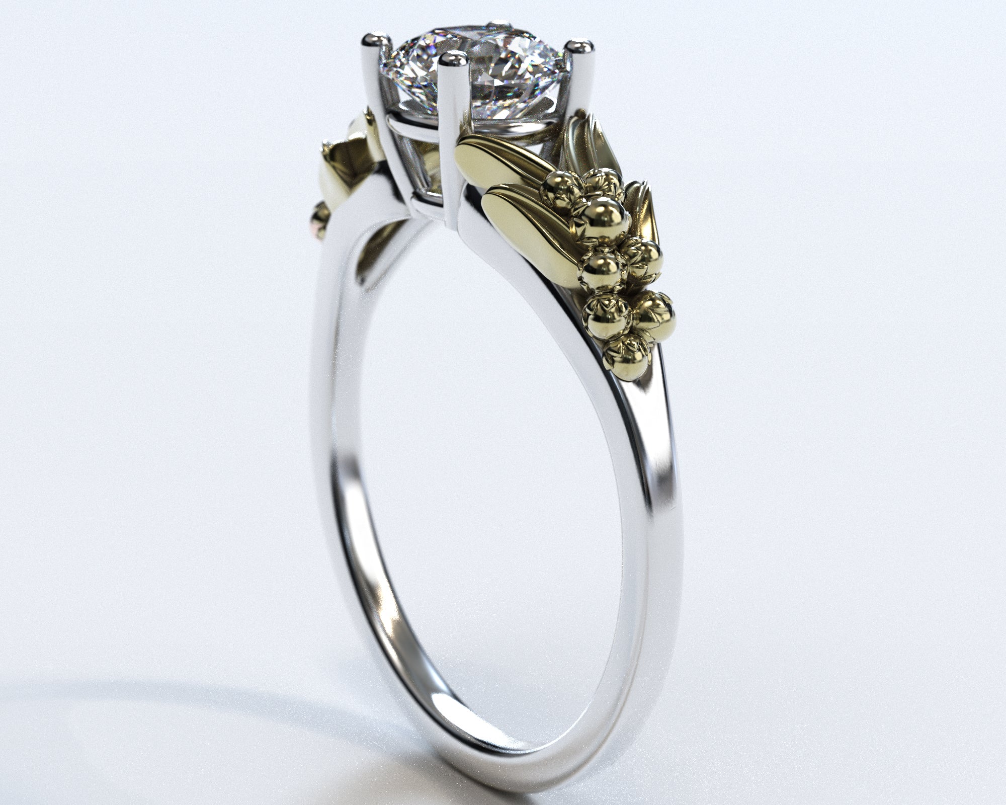 Unique Lotus Flower Two Tone Gold Solitaire Engagement Ring - Elegant Wedding Jewelry for Brides, Anniversary Gifts & Romantic Proposals