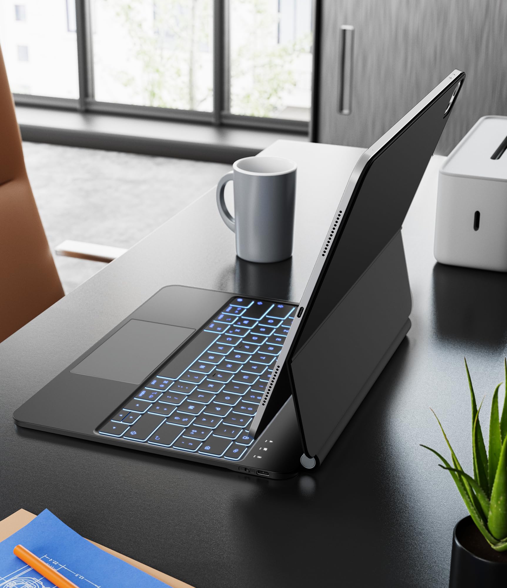 Earto iPad Air 13 Inch Keyboard Case with Touchpad - Floating Magnetic Design, 7-Color Backlit, Compatible with iPad Pro 12.9 - Perfect for Work, Study, and Travel (Black)