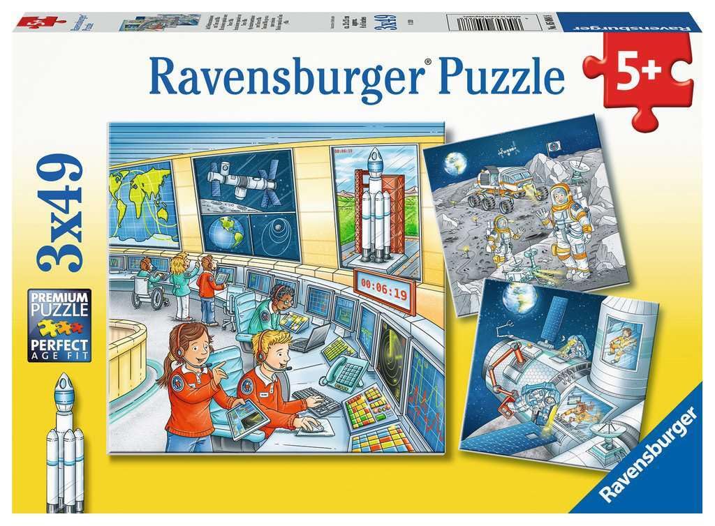 Ravensburger Space Mission 3-Pack 49-Piece Children's Puzzle Set (05088) – Perfect for Family Game Night & STEM Learning Activities