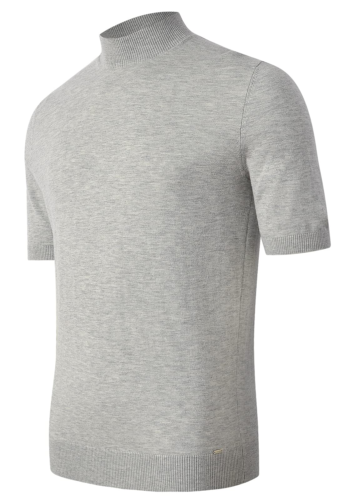 ZHILI Men's Lightweight Merino Wool Mock Turtleneck Undershirt - Breathable Short Sleeve Base Layer T-Shirt for Work, Travel & Outdoor Activities