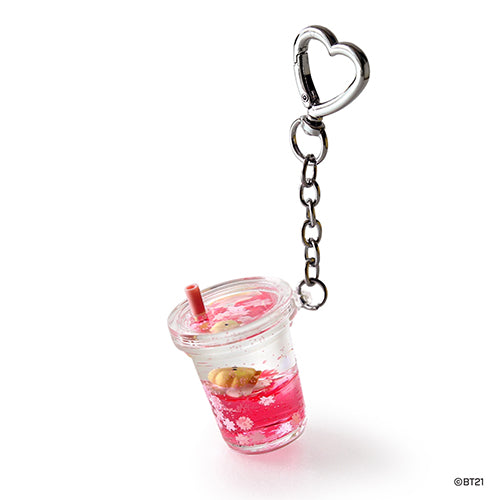 BT21 Shooky Cherry Blossom Water Keychain - Cute Korean Character Accessory for Bags, Keys & Backpacks | Perfect Gift for K-Pop Fans & Anime Lovers