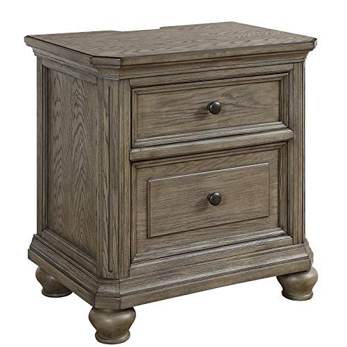 Furniture of America Nila Modern Wood 2-Drawer Nightstand in Gray - Stylish Bedside Table for Bedroom, Guest Room & Apartment