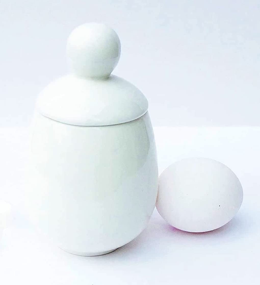 Premium XXL Porcelain & Silicone Egg Cooker - Scandinavian Style Egg Coddler Poacher for Perfect Soft/Medium/Hard Boiled Eggs | Ideal for Breakfast, Brunch & Kitchen Gifts