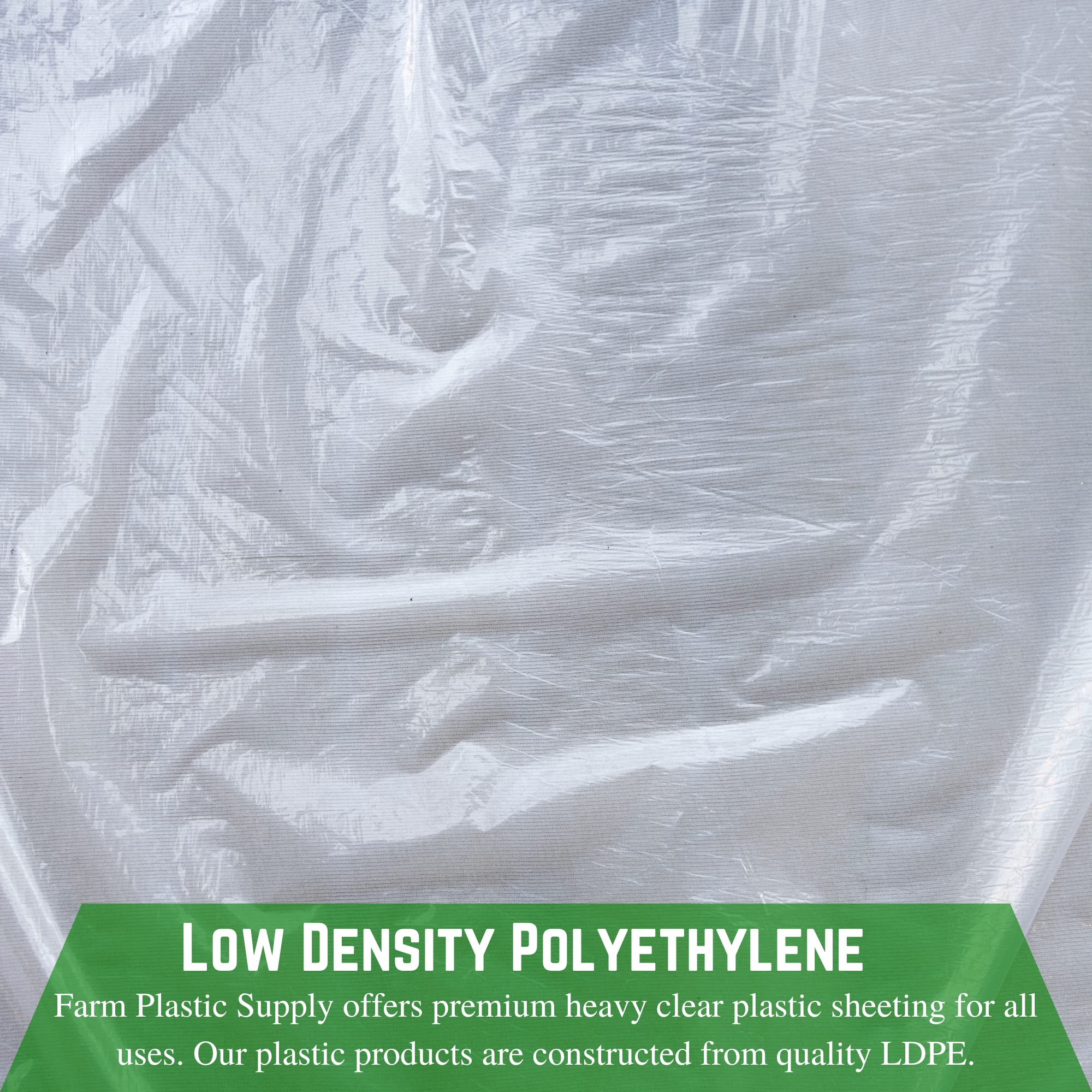 6 Mil Clear Plastic Sheeting 20' x 100' - Heavy Duty Polyethylene Film for Crawl Space Vapor Barrier, Drop Cloth, Greenhouse Cover & Construction Protection - Farm Plastic Supply