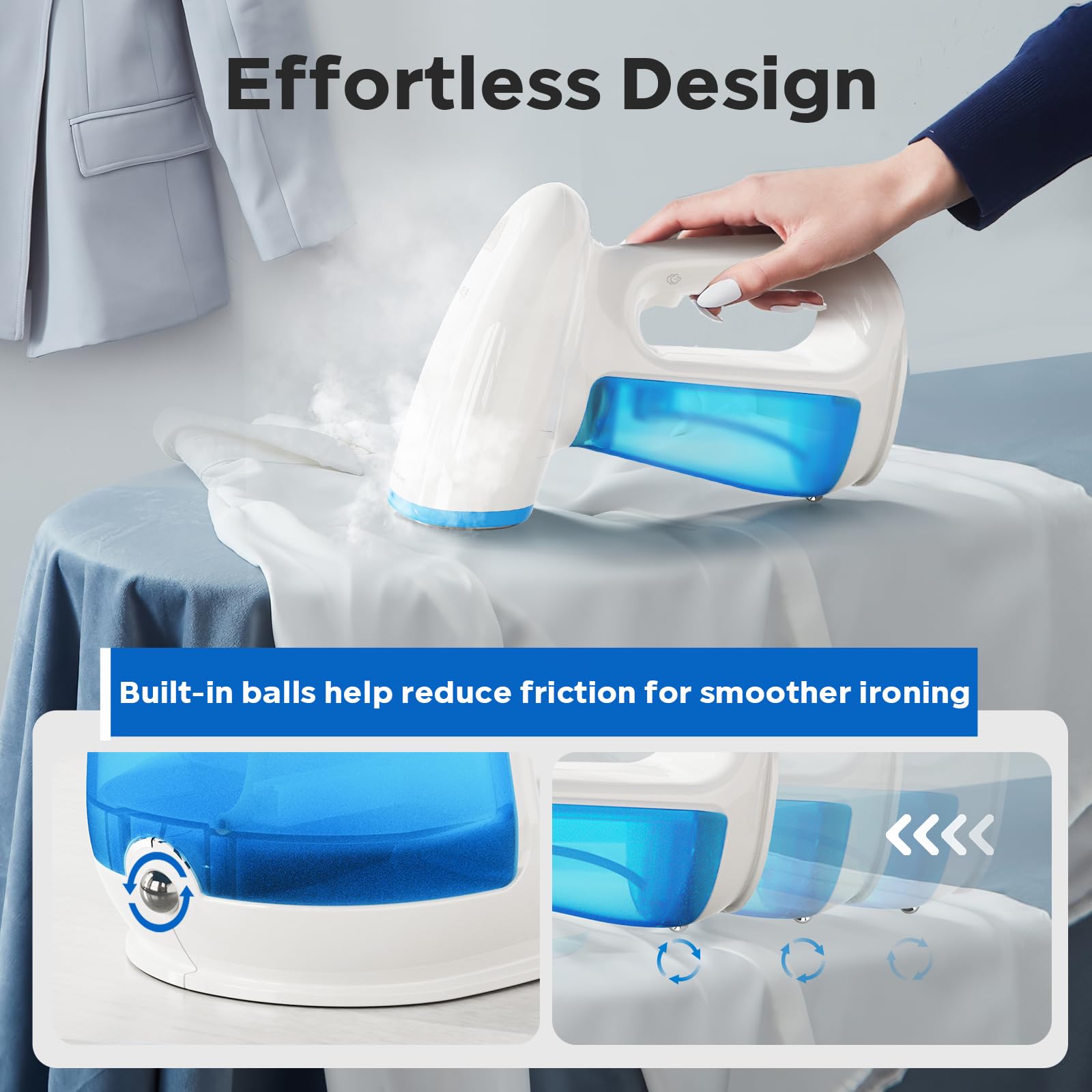 1300W Powerful Handheld Clothes Steamer - Fast Heating Garment Steamer with 230ml Large Water Tank, Auto Shut-Off & Brush Attachment - Perfect for Wrinkle Removal at Home, Travel, Office & Wedding Dress Care