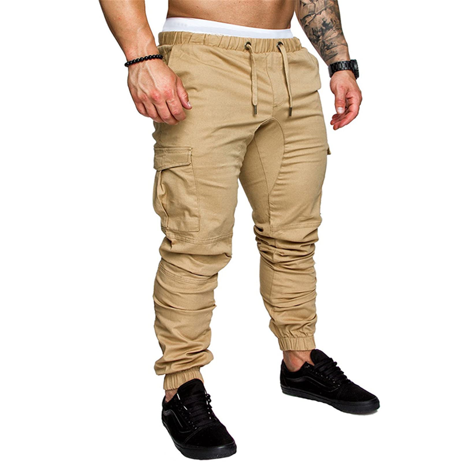 Men's Athletic Cargo Sweatpants for Running, Hiking & Workout with Pockets