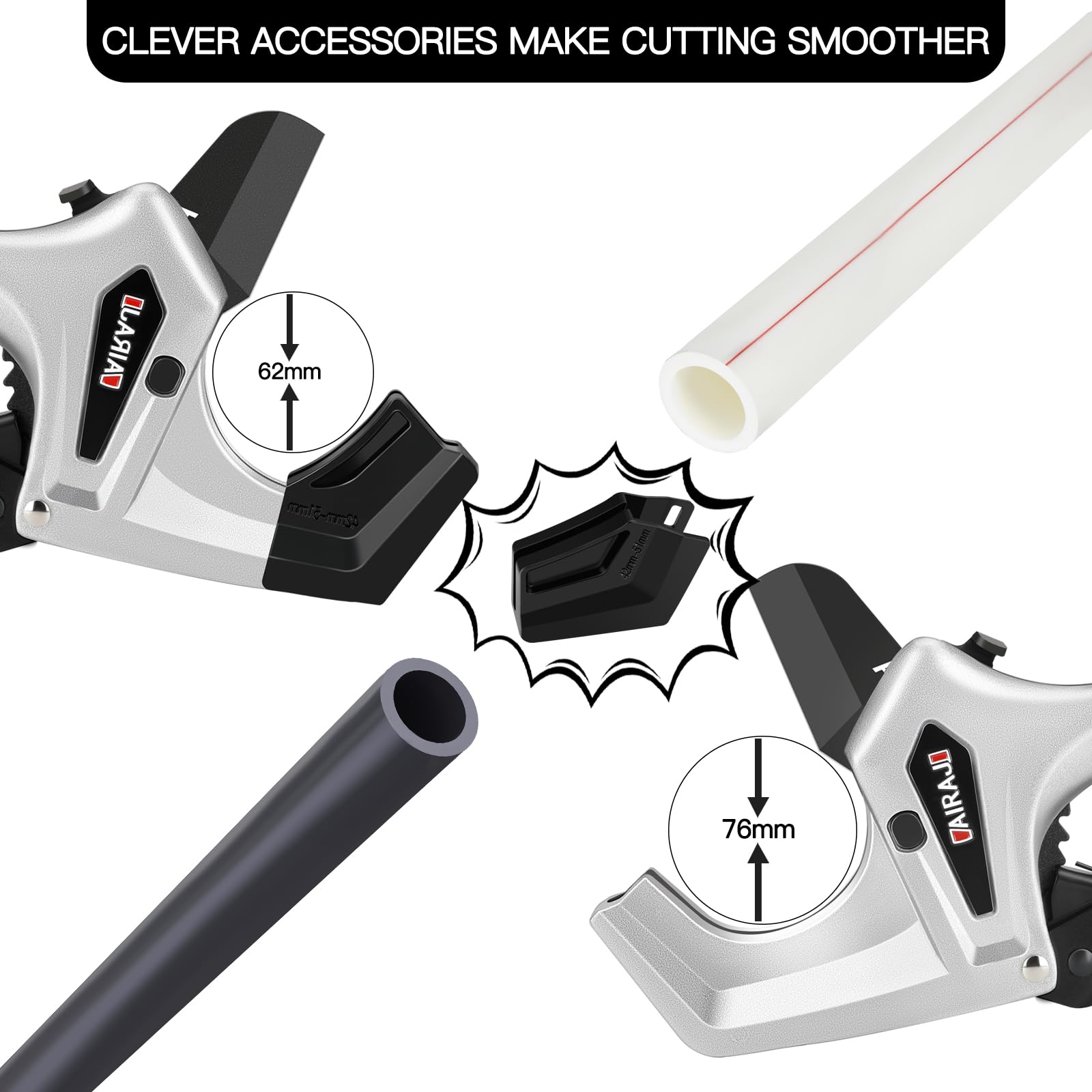 Heavy Duty AIRAJ Ratchet PVC Pipe Cutter - Cuts up to 3 Inches Plastic Pipes, PEX & PVC with One-Click Blade Replacement - Includes Extra Spare Blade - Ideal for Plumbing, HVAC & DIY Home Improvement Projects