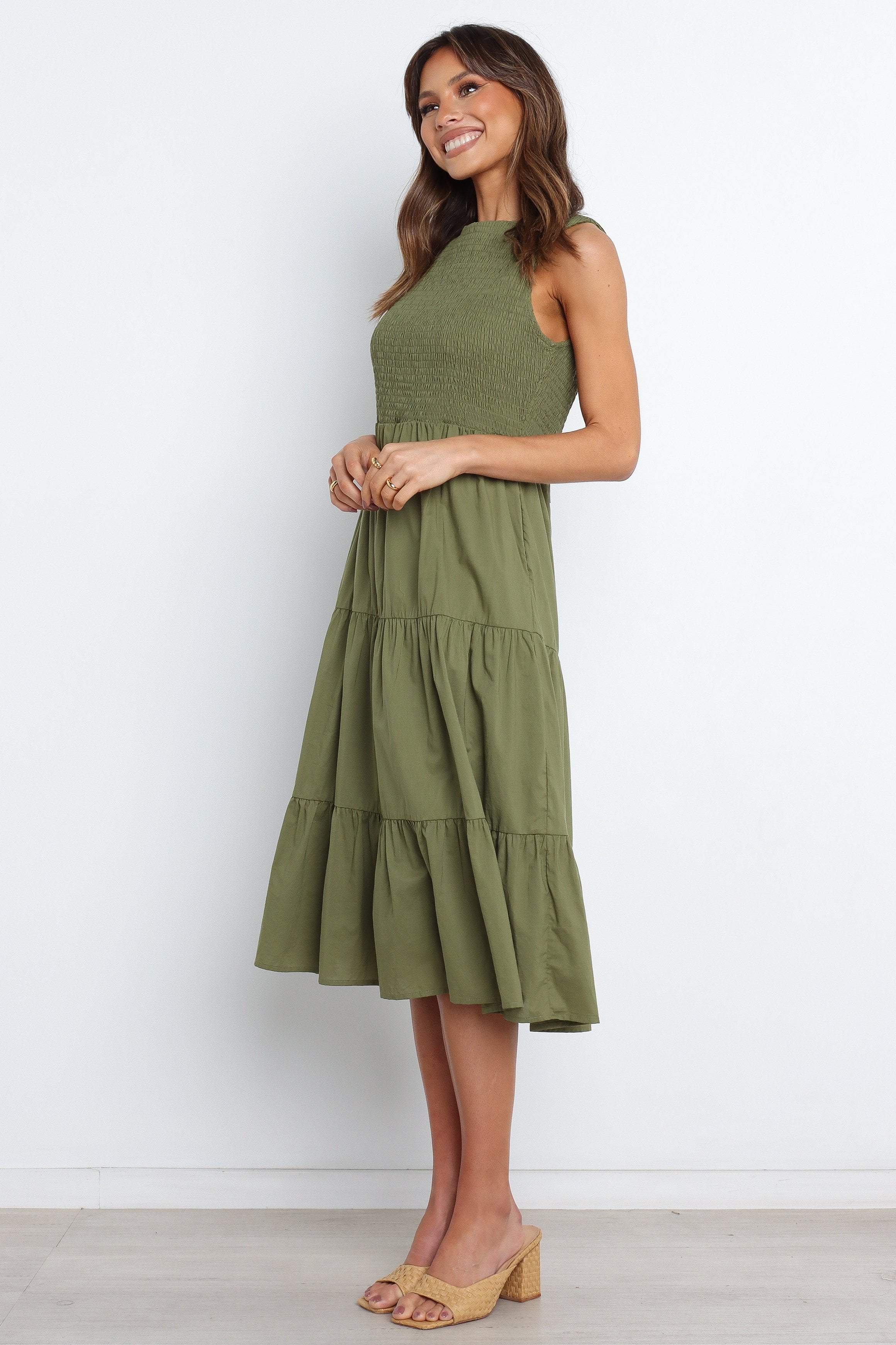 Erhardt Women's Olive Green Casual Dress - Comfortable & Stylish for Everyday Wear, Office, and Outdoor Activities