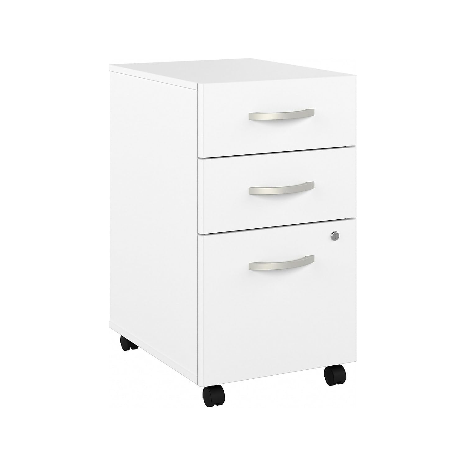Bush Business Furniture Hybrid 3-Drawer Mobile File Cabinet - White, Assembled for Office Storage & Organization | Perfect for Home Office, Corporate Workspace & Document Filing