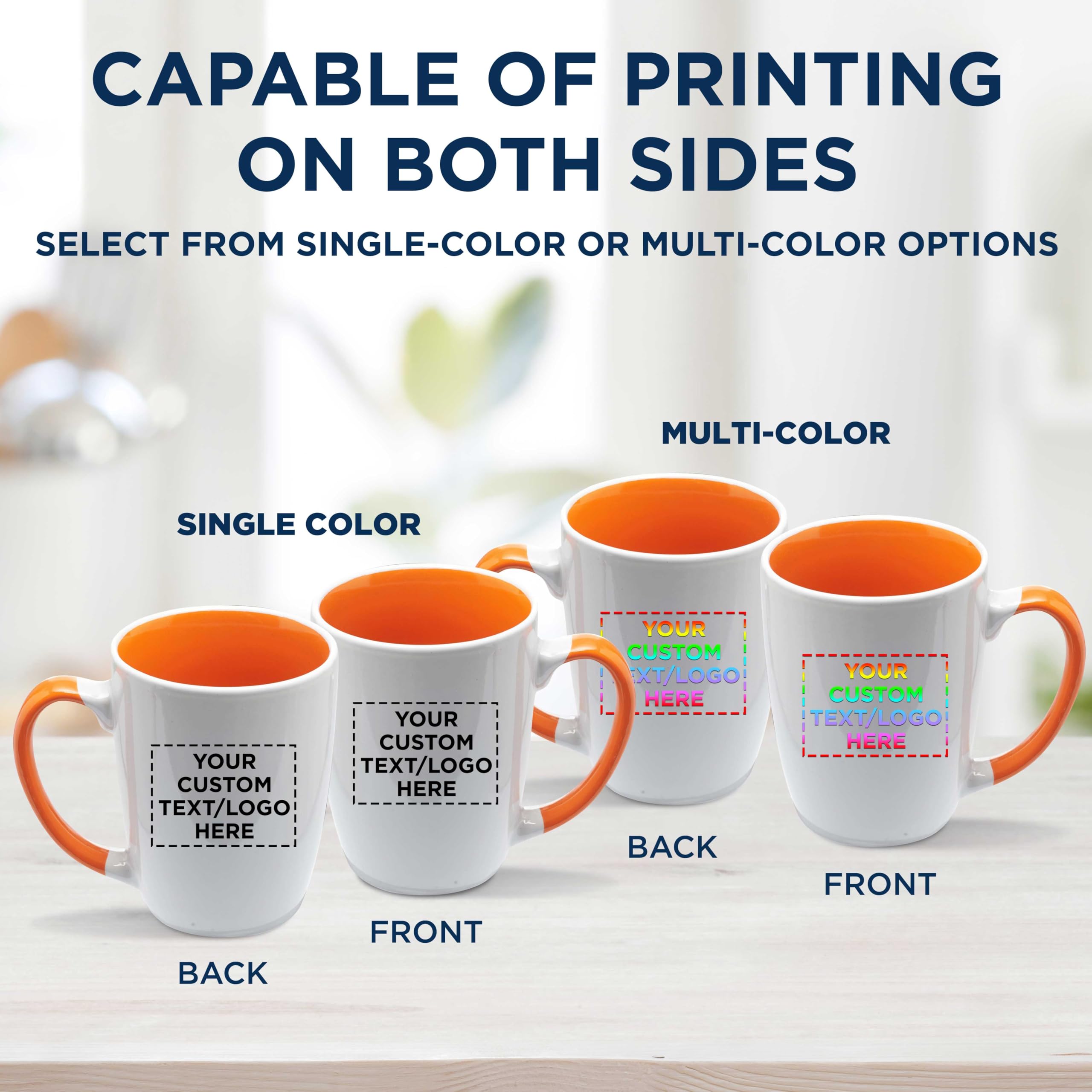 Custom Java Two-Tone Coffee Mugs 12 oz (Set of 50) - Bulk Personalized Coffee Cups for Office, Restaurants & Events - Great for Coffee, Tea, Hot Cocoa & Gifts - Orange