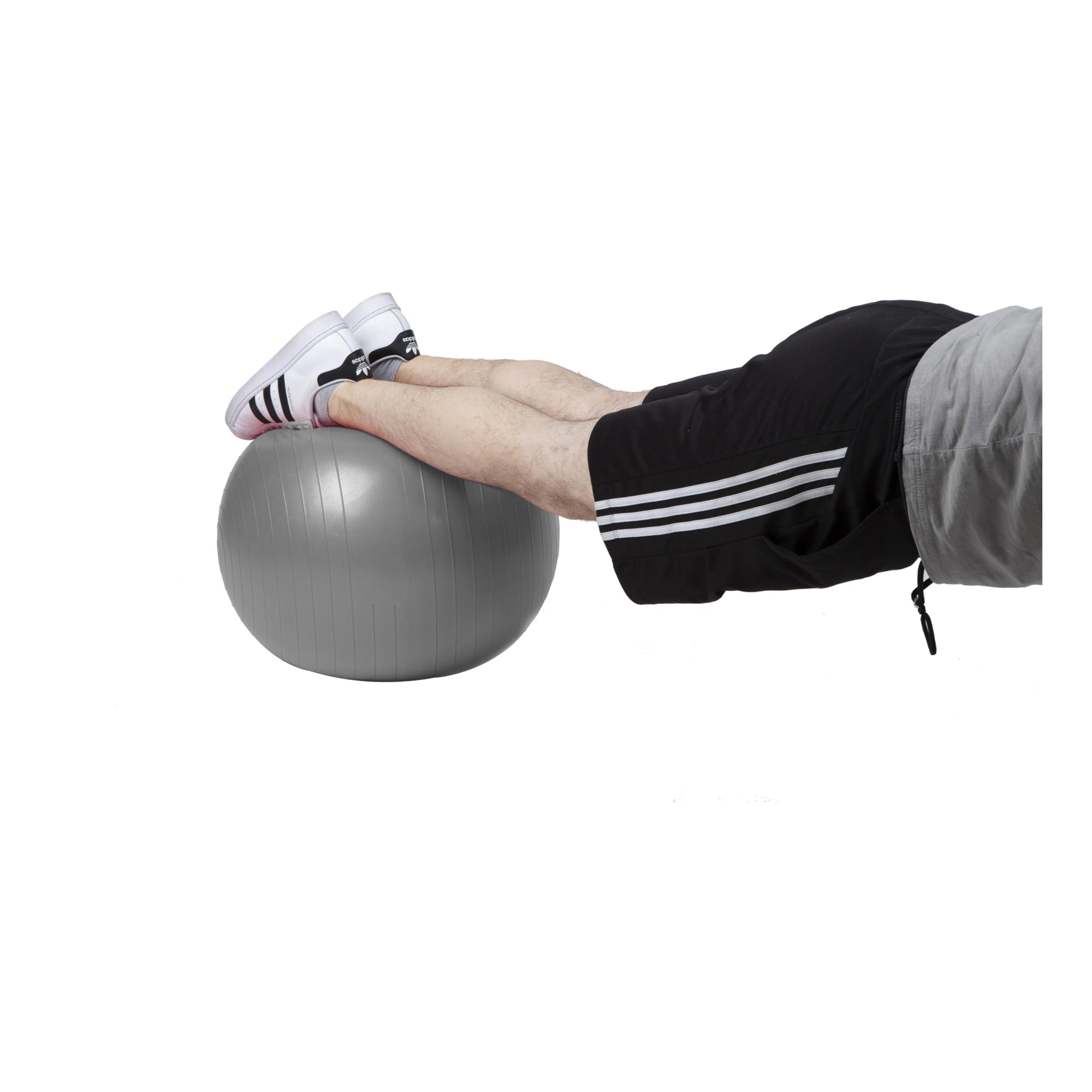 Mind Reader 75cm Anti-Burst Exercise Ball for Yoga, Pilates & Home Office Stability - Heavy Duty Birthing Ball with Quick Pump Included - Perfect for Fitness, Balance Training & Pregnancy Workouts (Grey, Multiple Sizes)