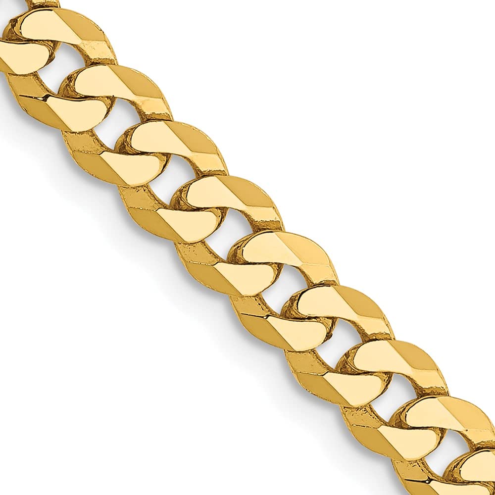 14K Yellow Gold 4.75mm Beveled Curb Chain Necklace, Bracelet & Anklet Set for Women - Elegant Layering Jewelry for Everyday Wear, Gifts & Special Occasions